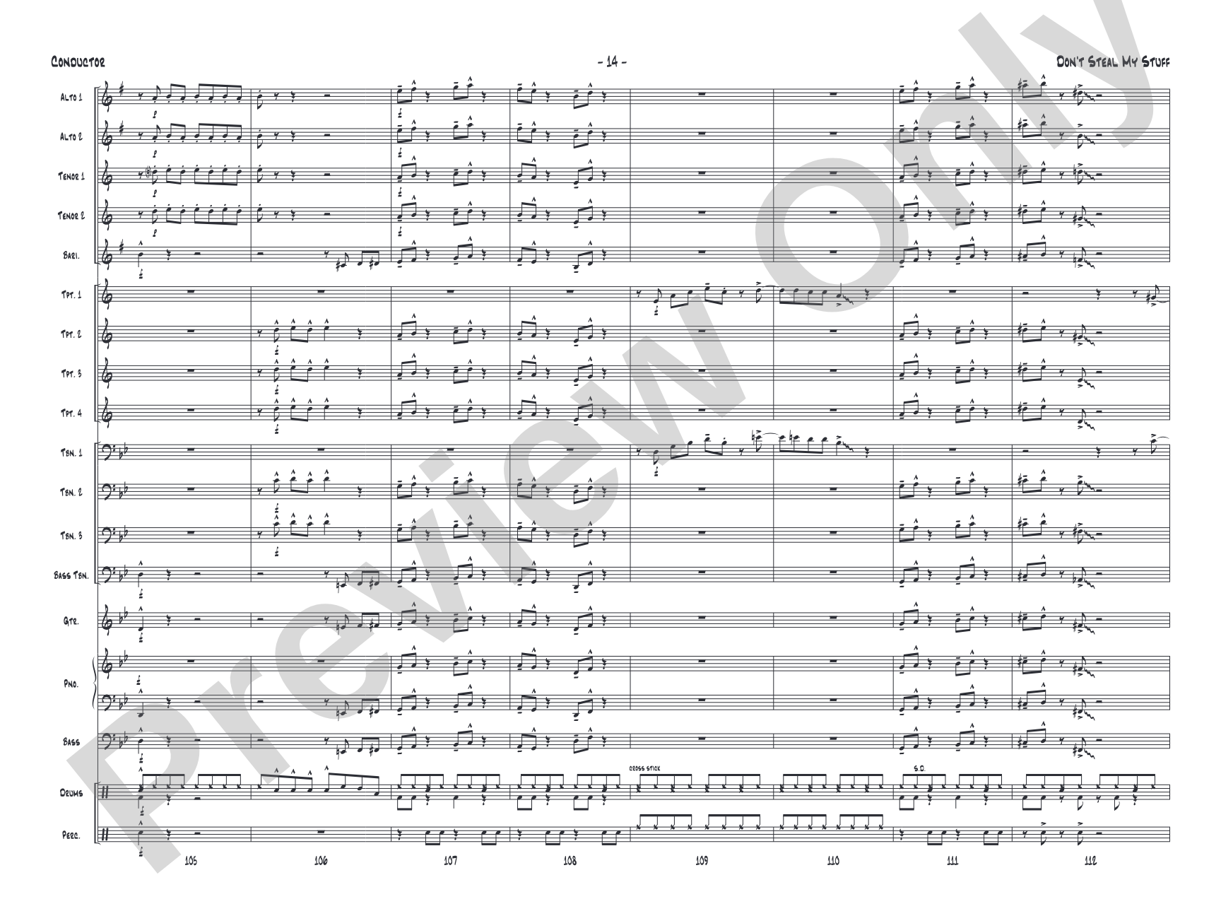 Don't Steal My Stuff: Jazz Ensemble Conductor Score & Parts
