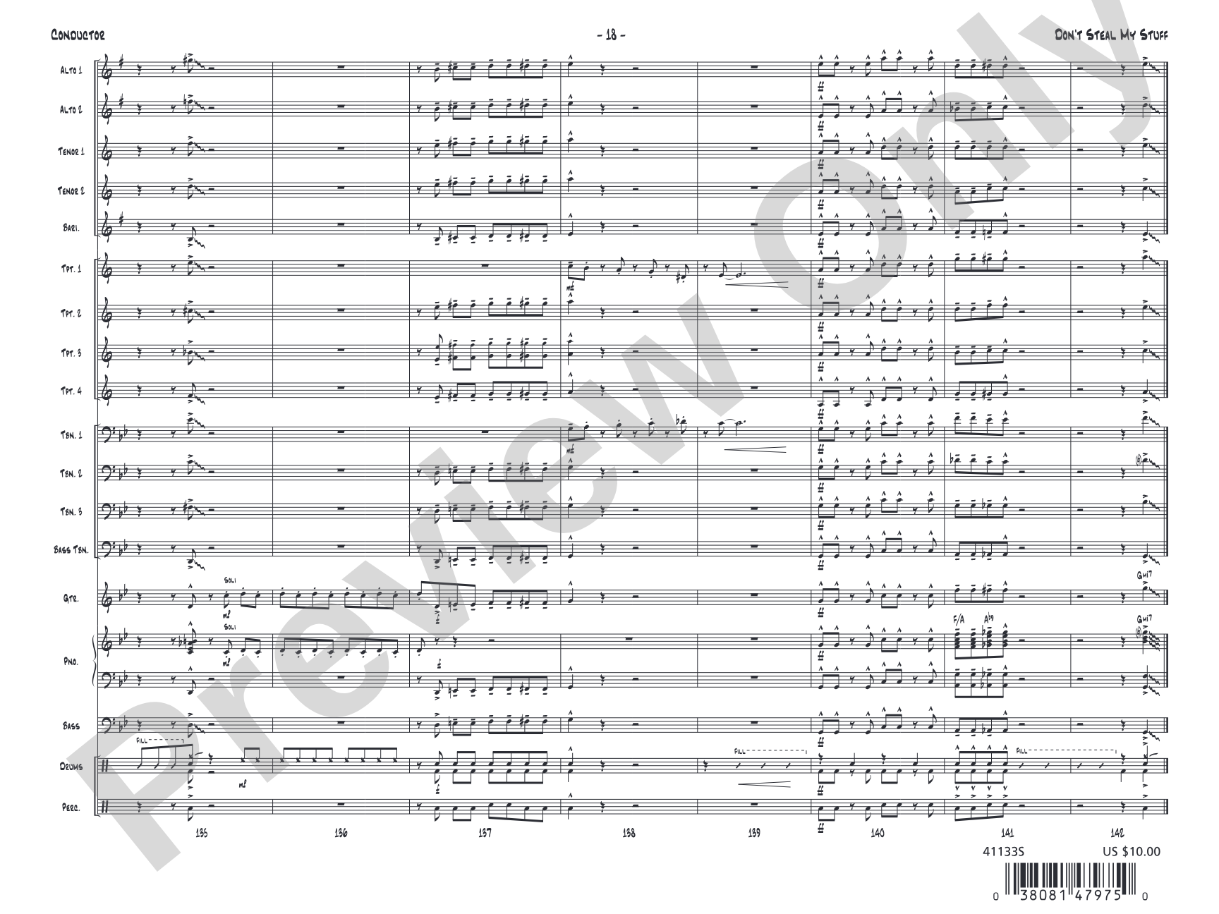 Don't Steal My Stuff: Jazz Ensemble Conductor Score & Parts