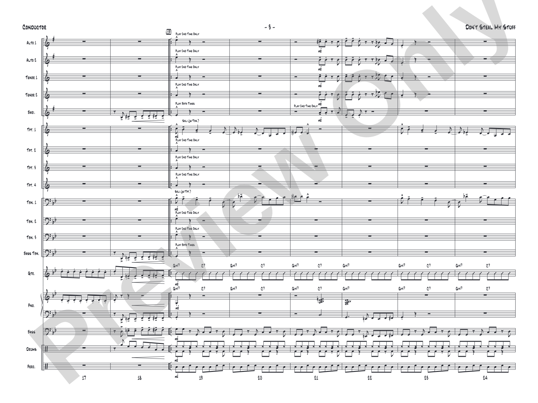 Don't Steal My Stuff: Jazz Ensemble Conductor Score & Parts