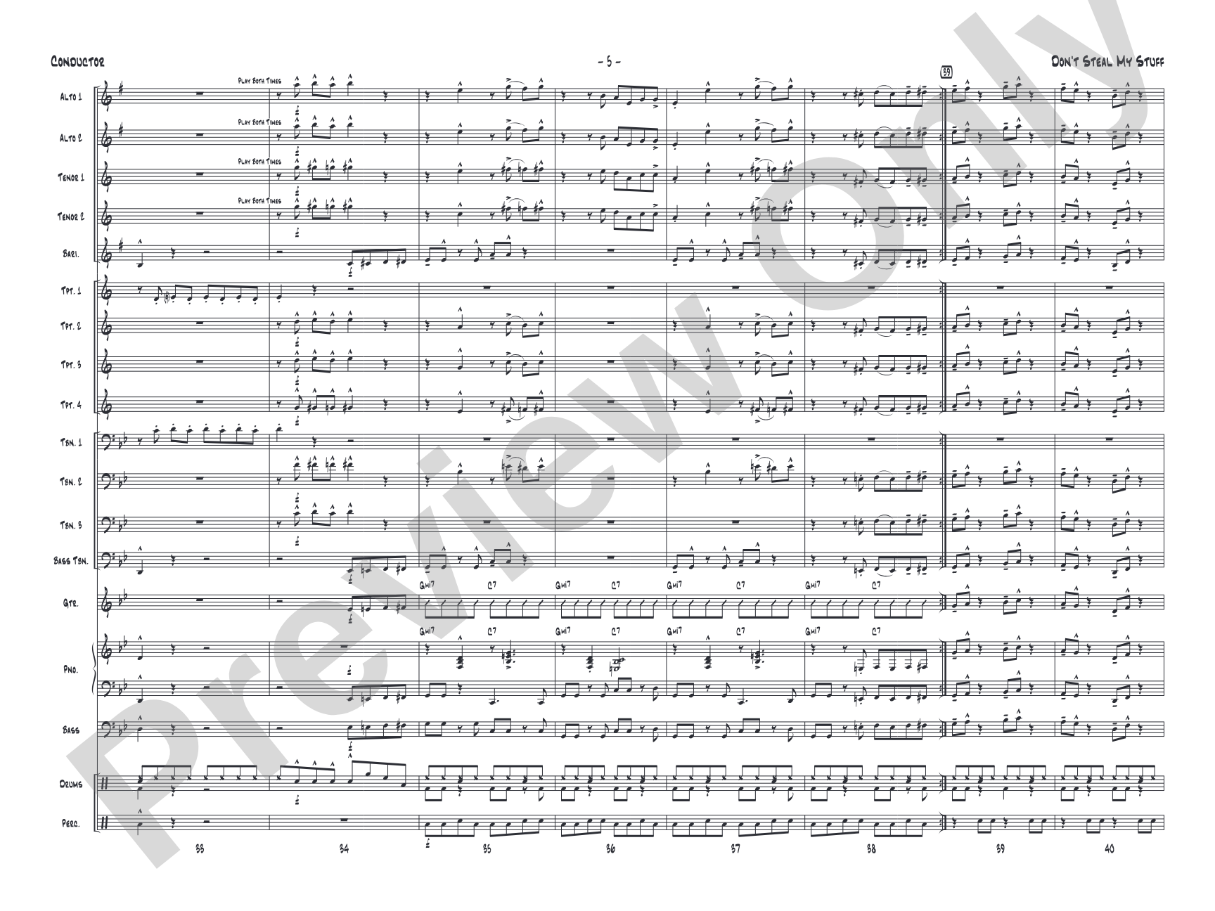 Don't Steal My Stuff: Jazz Ensemble Conductor Score & Parts