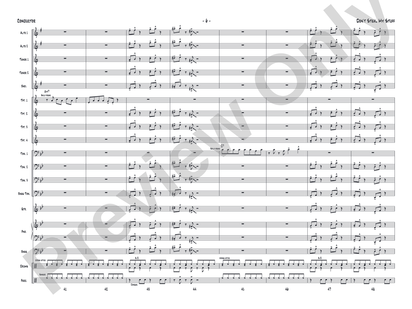 Don't Steal My Stuff: Jazz Ensemble Conductor Score & Parts