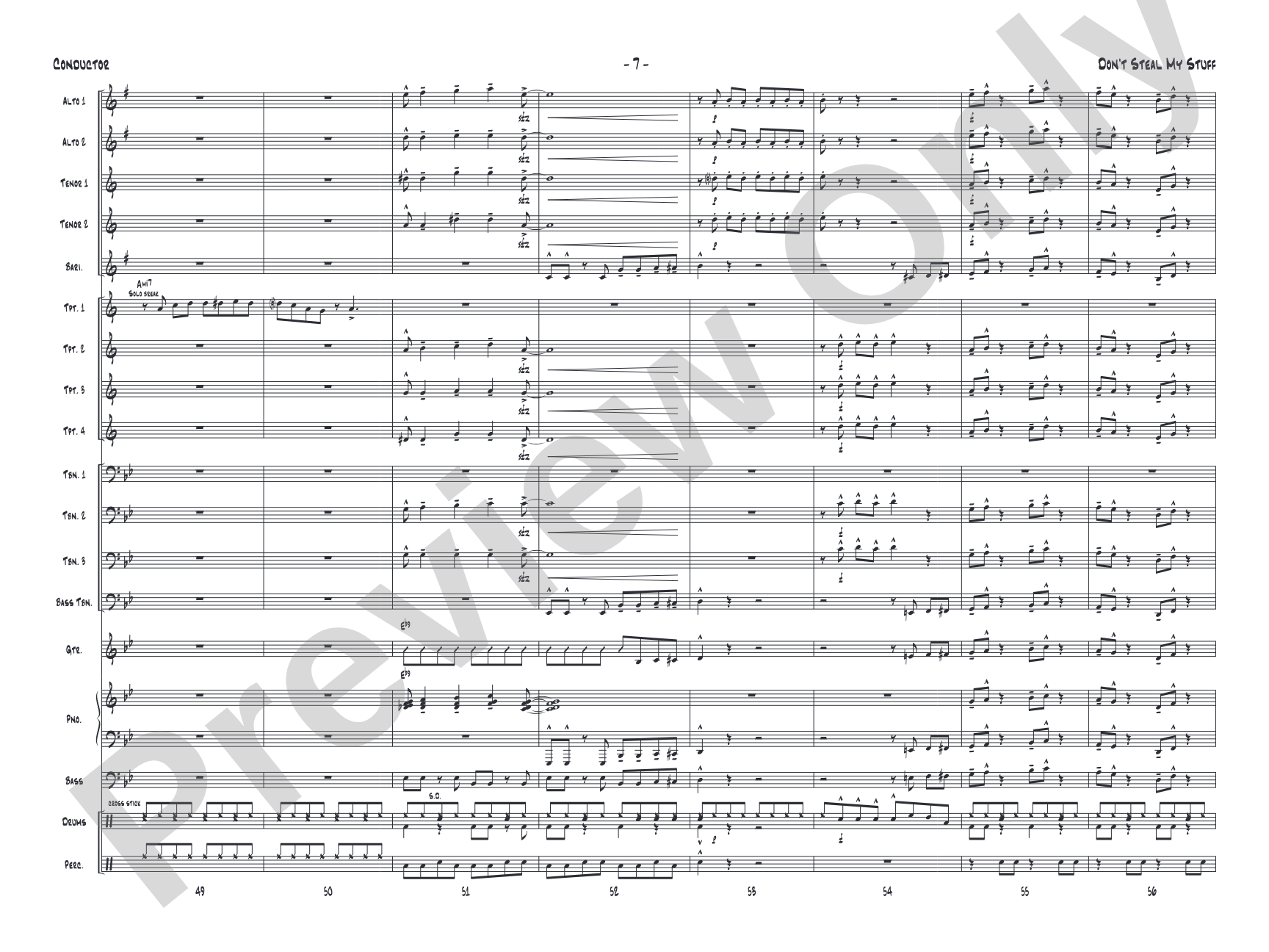 Don't Steal My Stuff: Jazz Ensemble Conductor Score & Parts