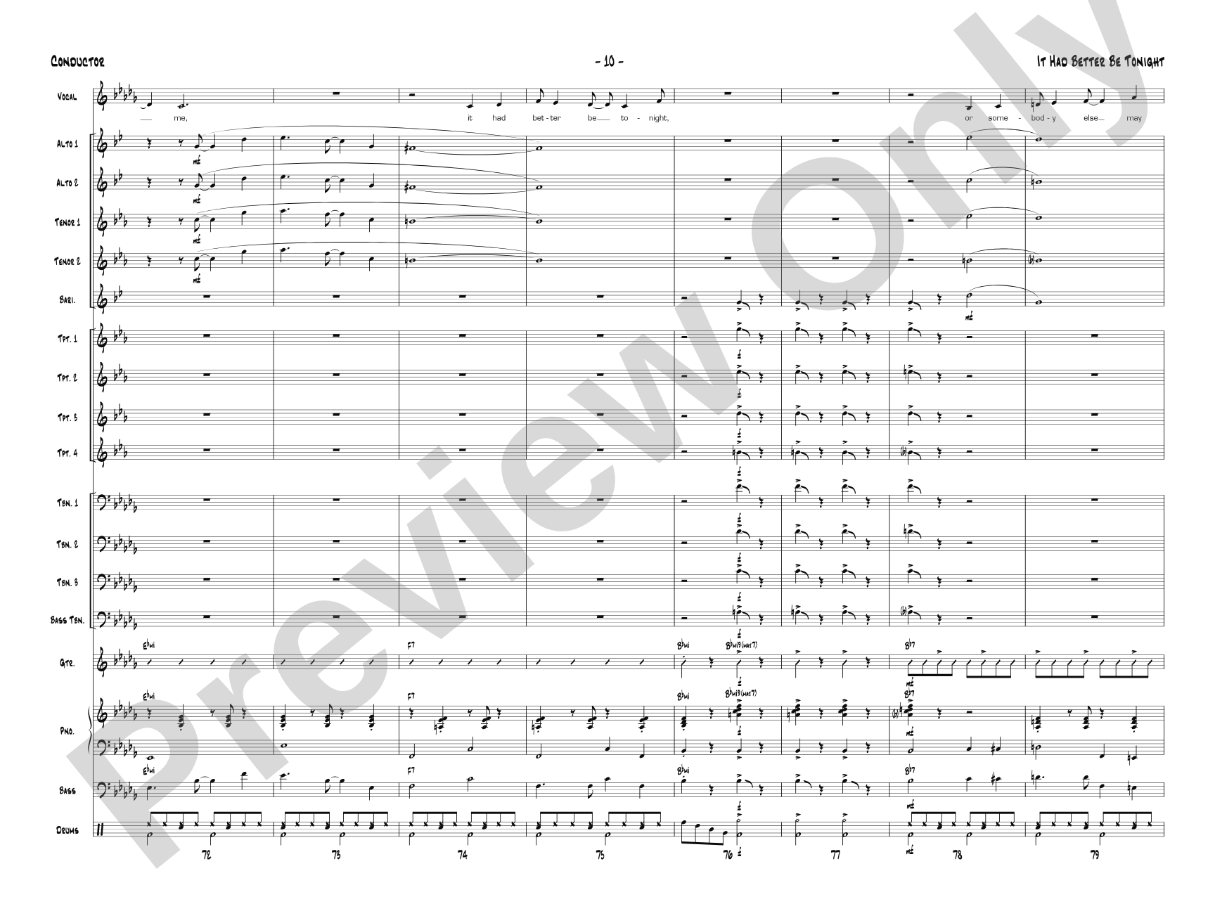 It Had Better Be Tonight: Vocal Solo with Jazz Ensemble Conductor Score & Parts