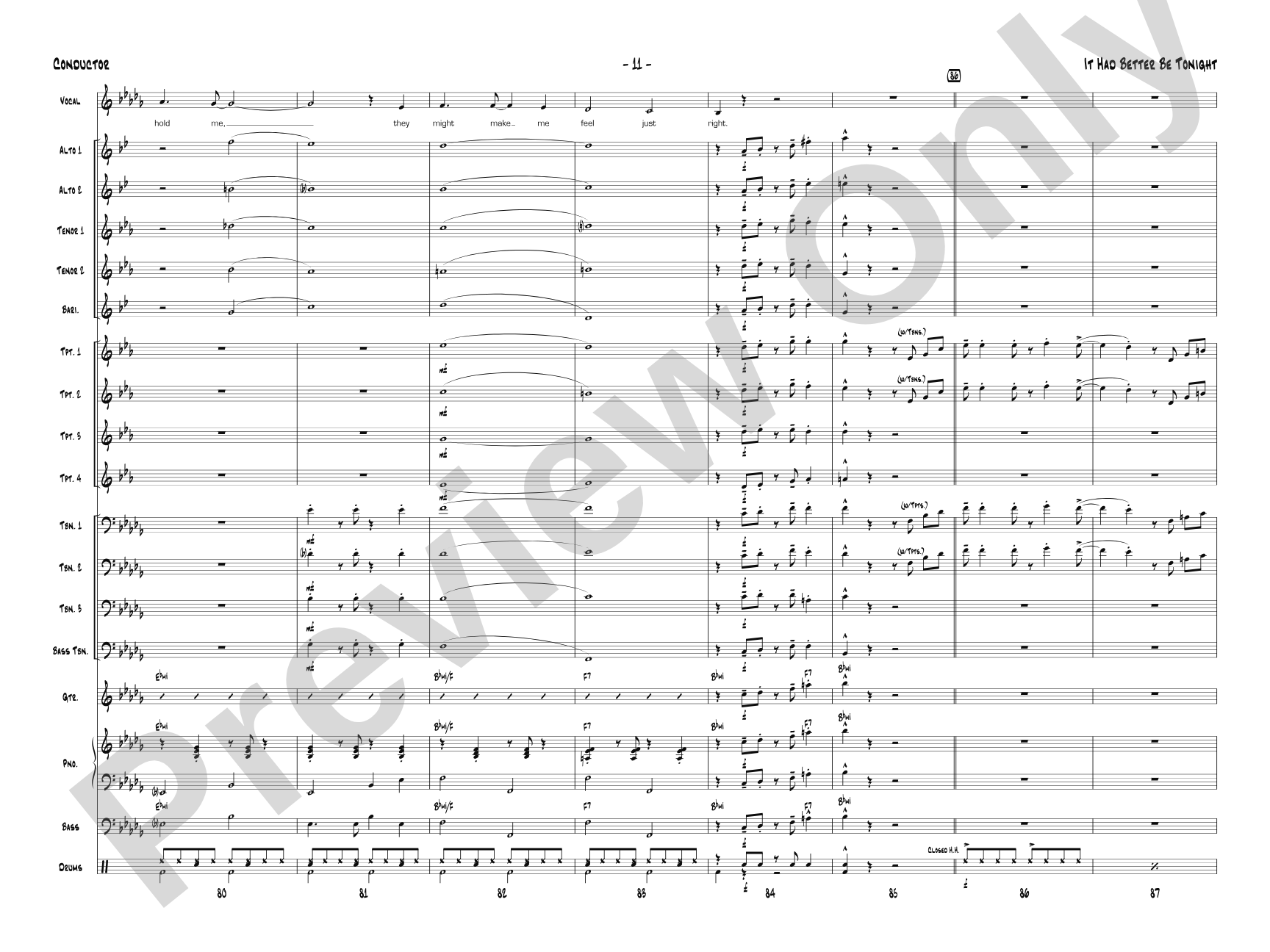 It Had Better Be Tonight: Vocal Solo with Jazz Ensemble Conductor Score & Parts