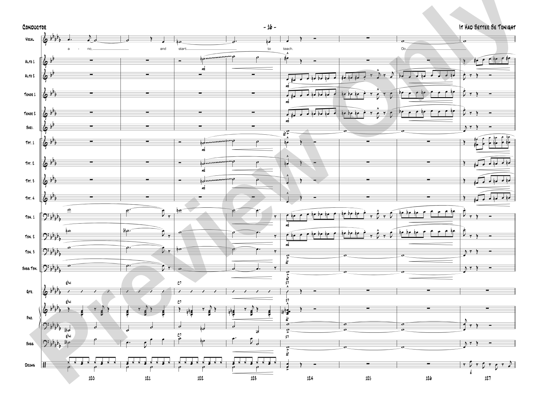 It Had Better Be Tonight: Vocal Solo with Jazz Ensemble Conductor Score & Parts