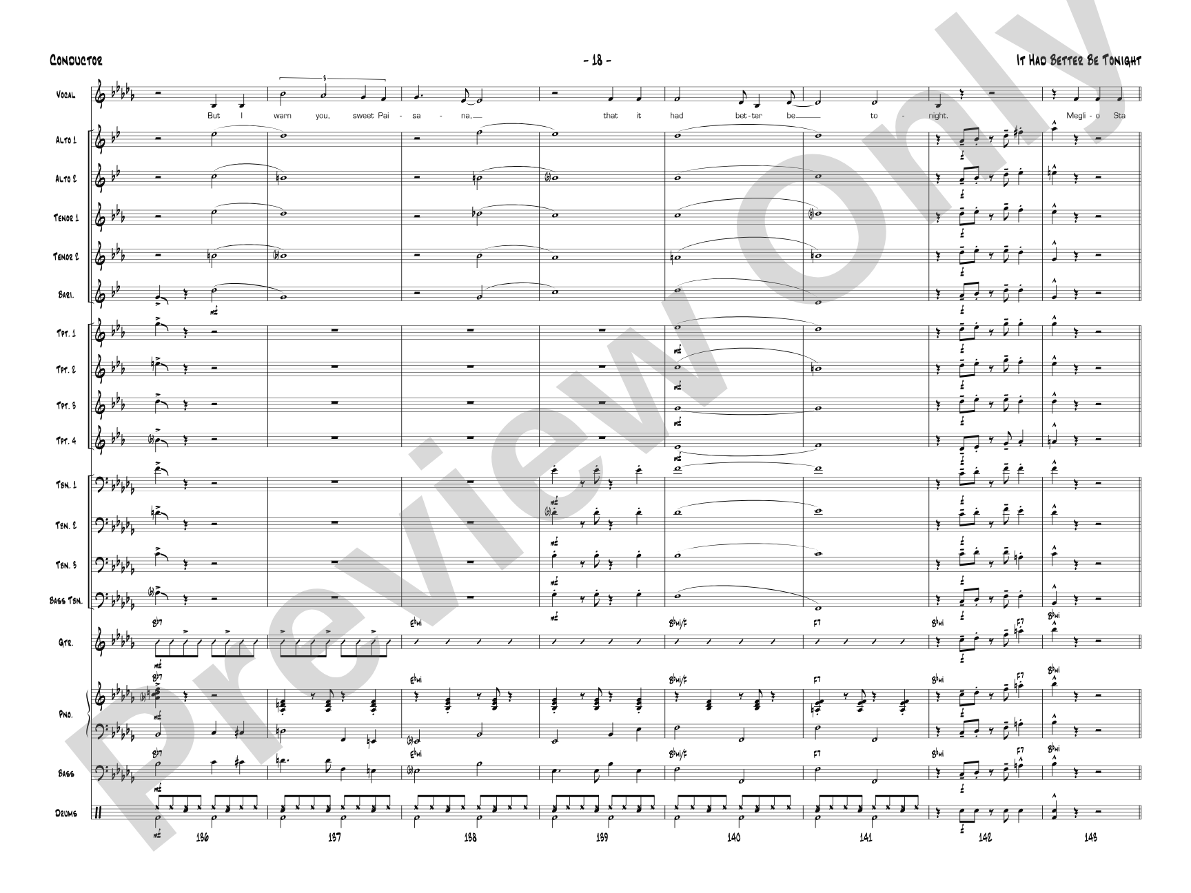 It Had Better Be Tonight: Vocal Solo with Jazz Ensemble Conductor Score & Parts