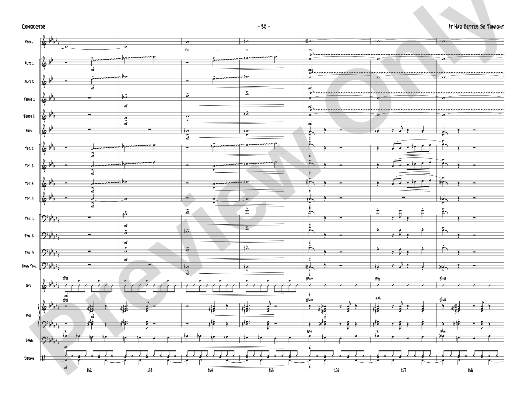 It Had Better Be Tonight: Vocal Solo with Jazz Ensemble Conductor Score & Parts