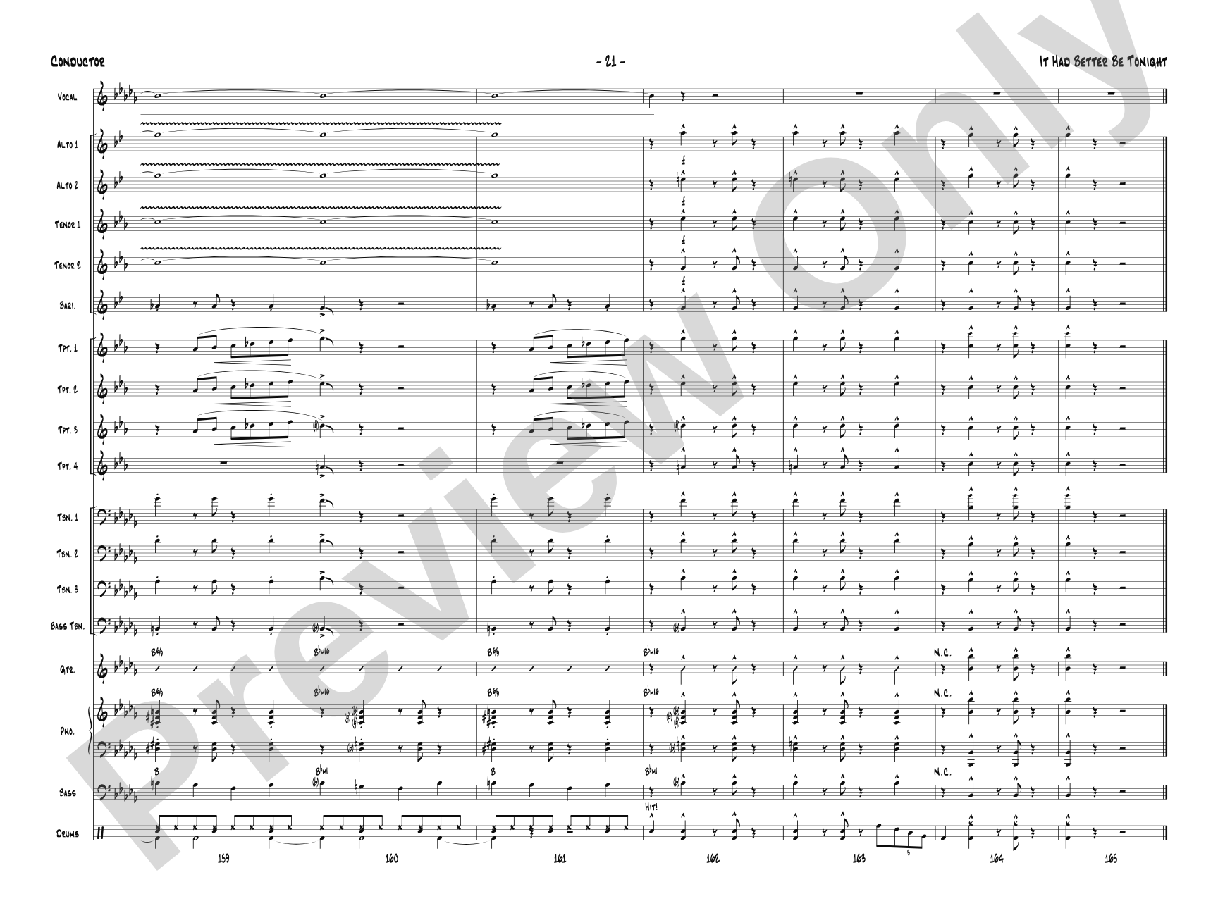 It Had Better Be Tonight: Vocal Solo with Jazz Ensemble Conductor Score & Parts