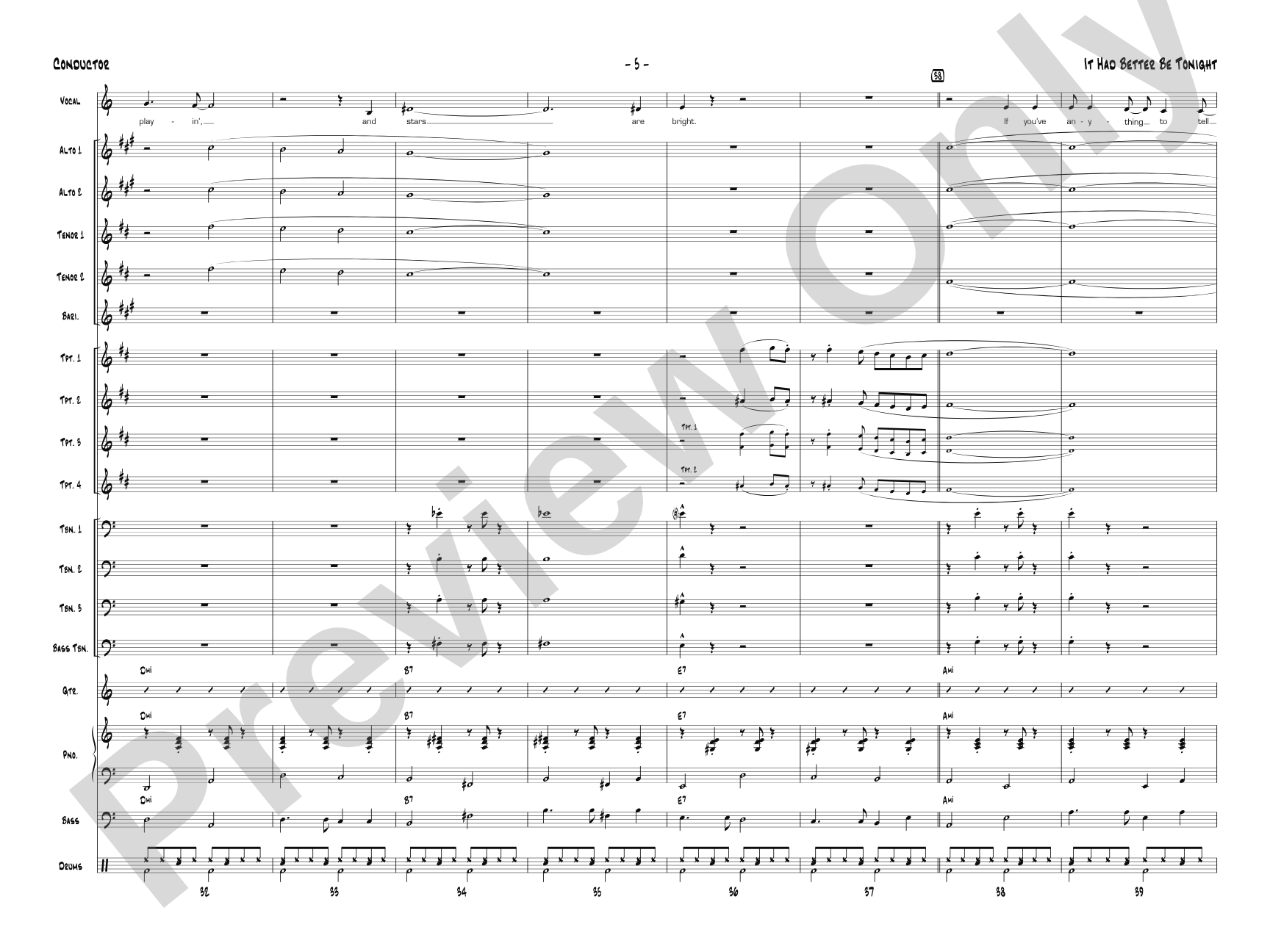 It Had Better Be Tonight: Vocal Solo with Jazz Ensemble Conductor Score & Parts