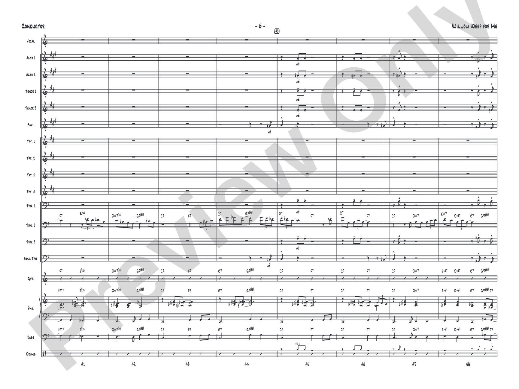 Willow Weep for Me: Vocal Solo with Jazz Ensemble Conductor Score & Parts