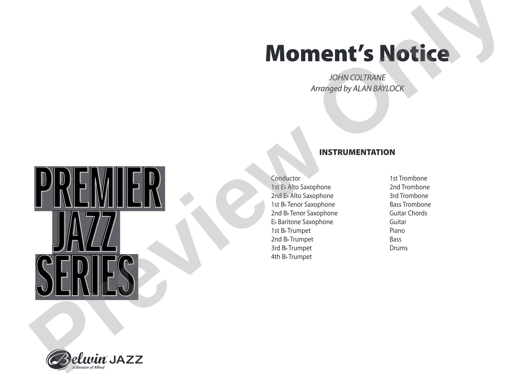 Moment's Notice: Jazz Ensemble Conductor Score & Parts