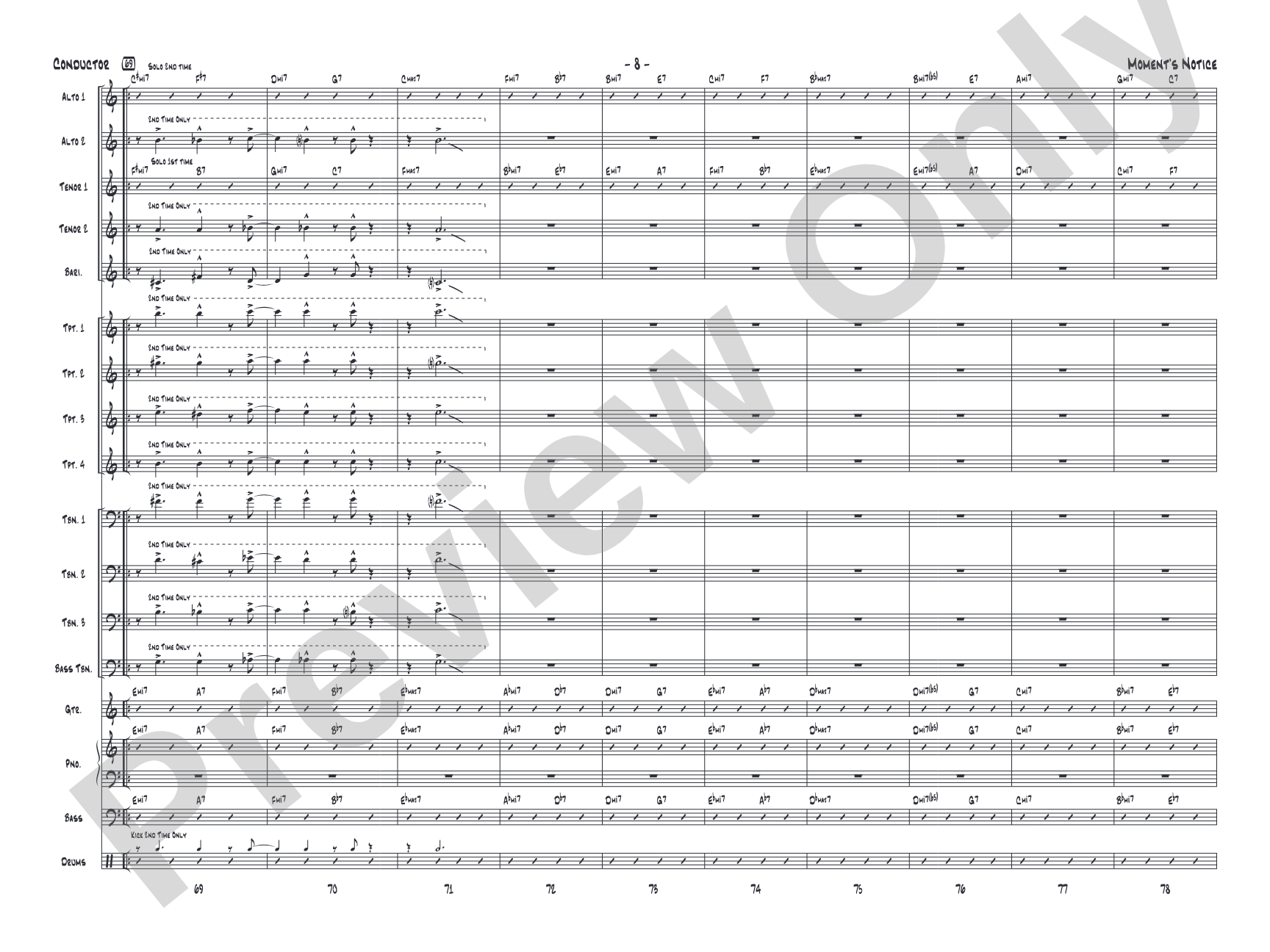 Moment's Notice: Jazz Ensemble Conductor Score & Parts