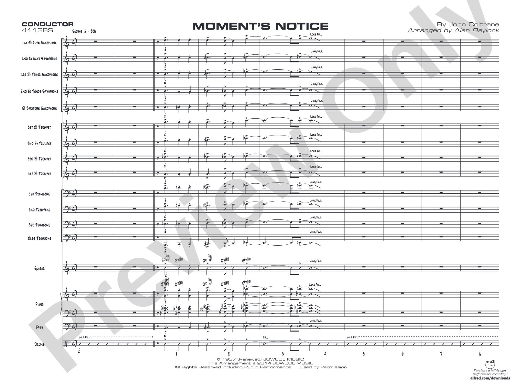 Moment's Notice: Jazz Ensemble Conductor Score & Parts