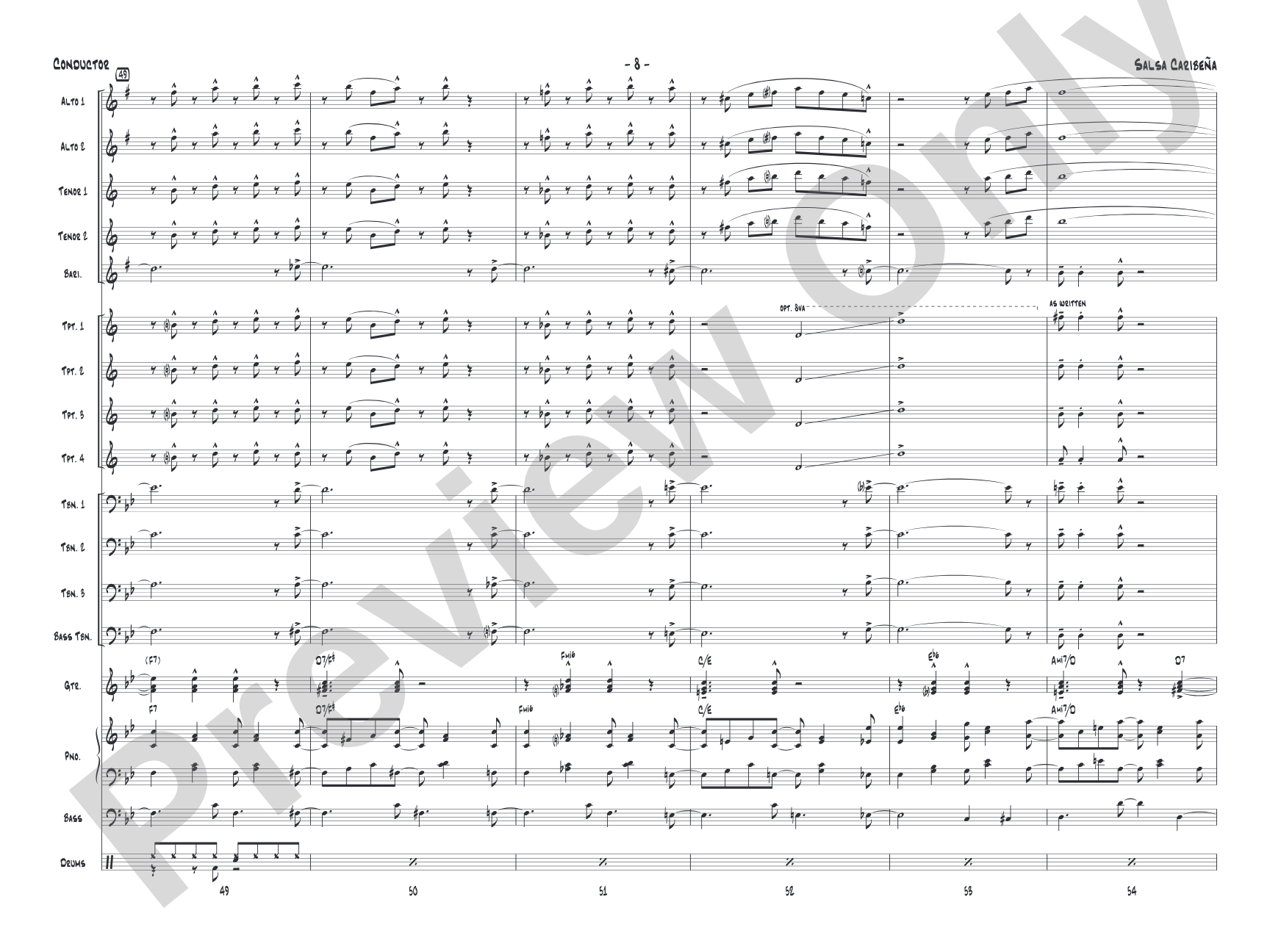 Salsa Caribeña: Jazz Ensemble Conductor Score & Parts