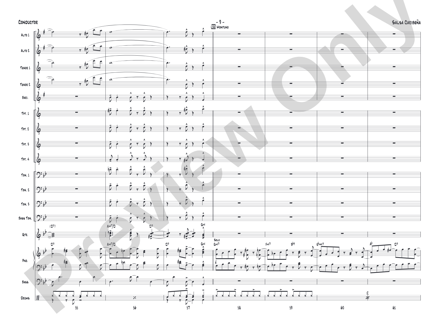 Salsa Caribeña: Jazz Ensemble Conductor Score & Parts