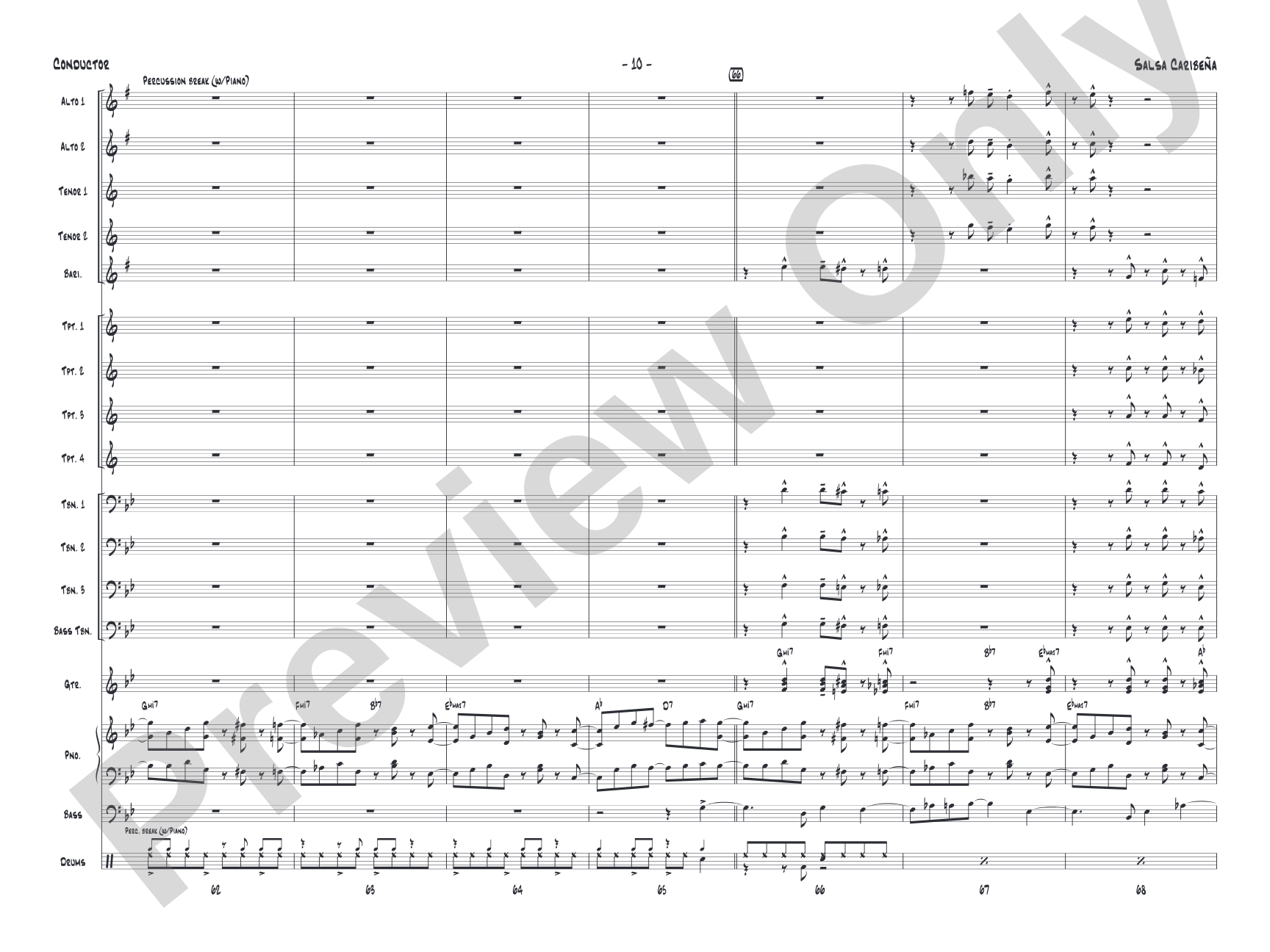 Salsa Caribeña: Jazz Ensemble Conductor Score & Parts