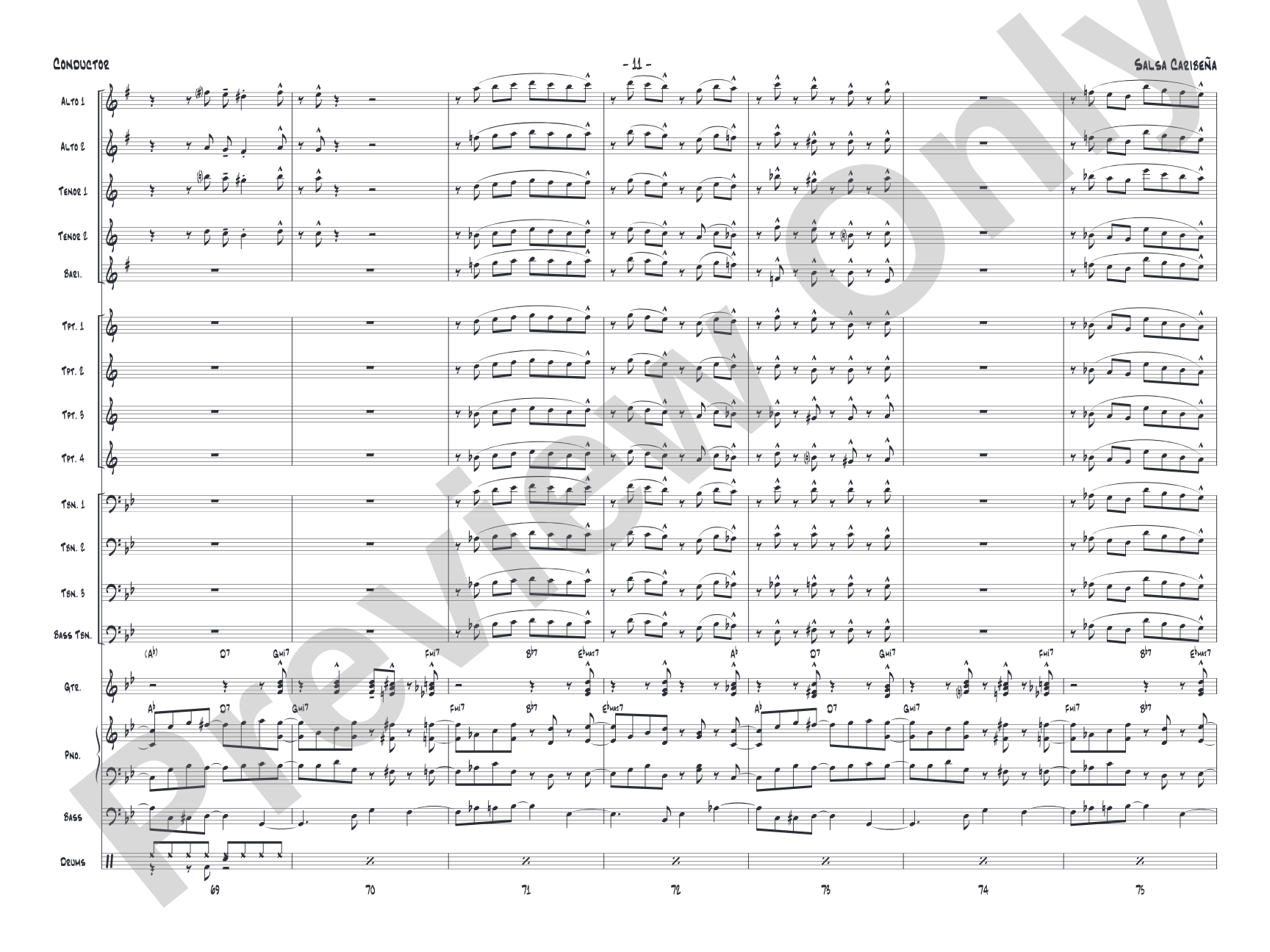 Salsa Caribeña: Jazz Ensemble Conductor Score & Parts