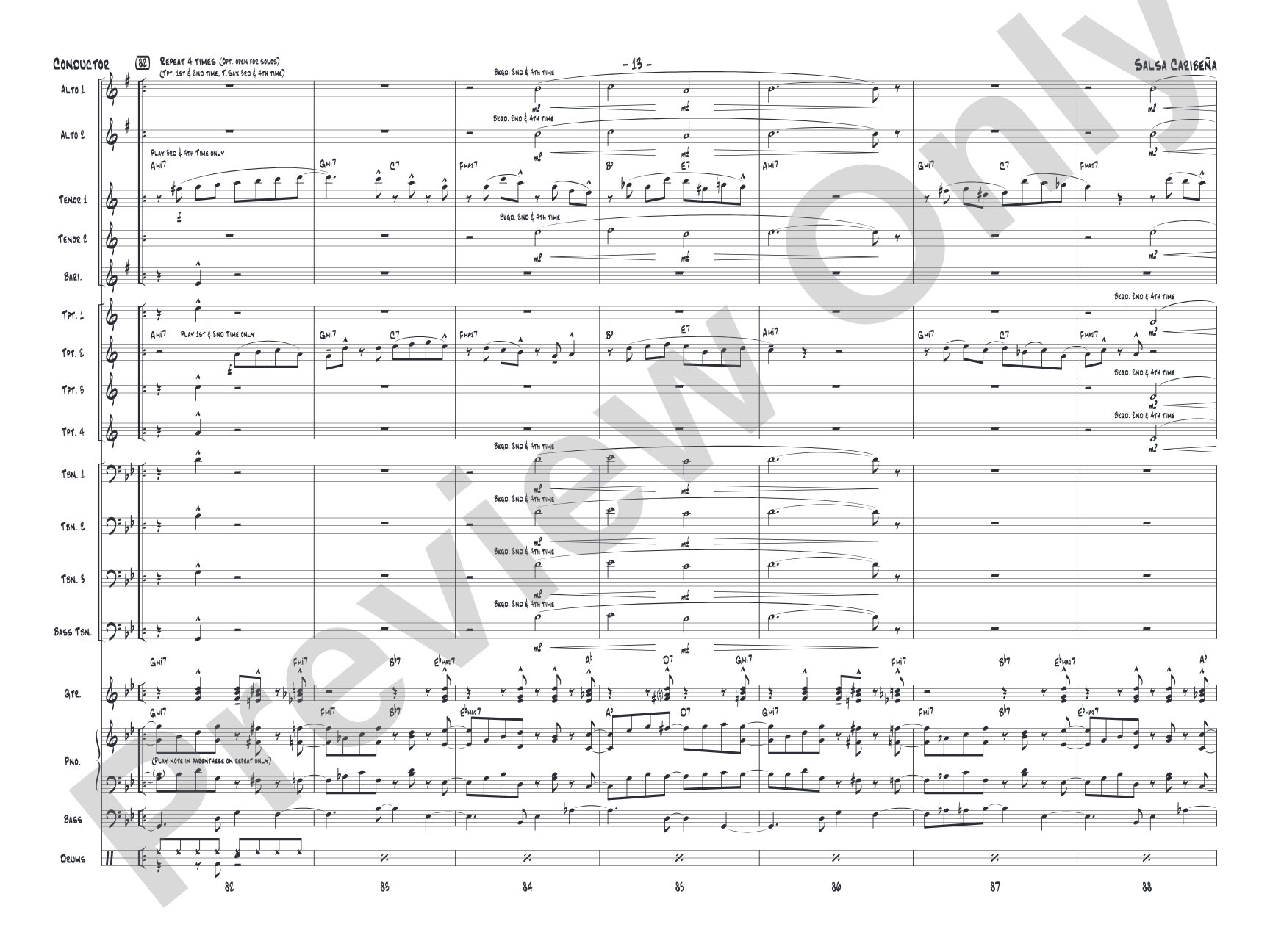 Salsa Caribeña: Jazz Ensemble Conductor Score & Parts