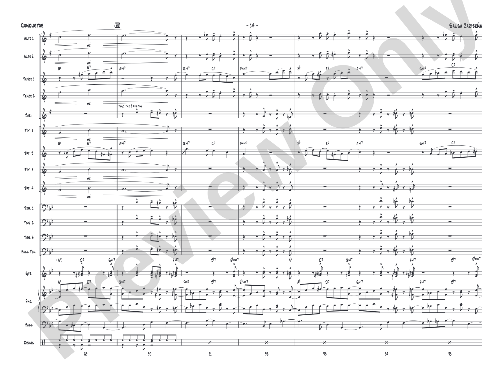 Salsa Caribeña: Jazz Ensemble Conductor Score & Parts