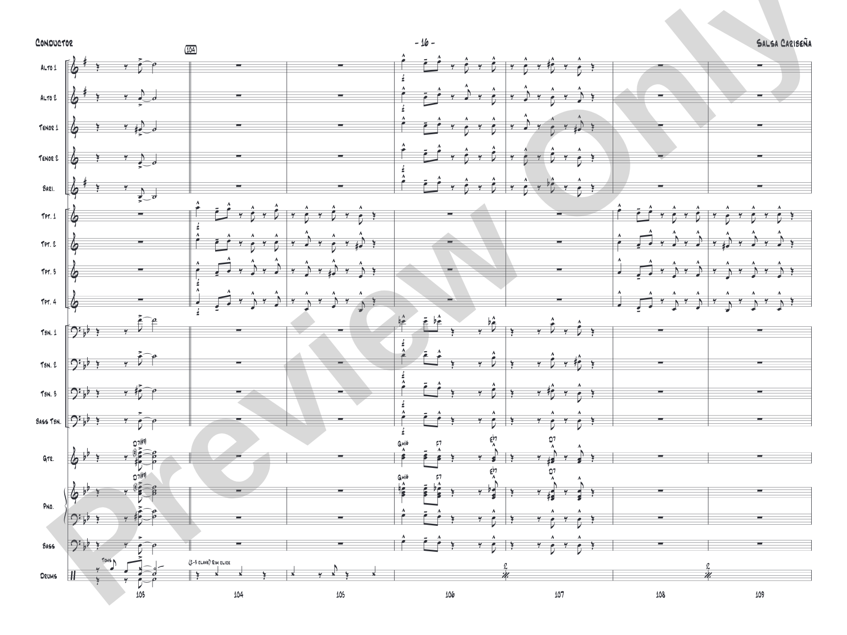 Salsa Caribeña: Jazz Ensemble Conductor Score & Parts