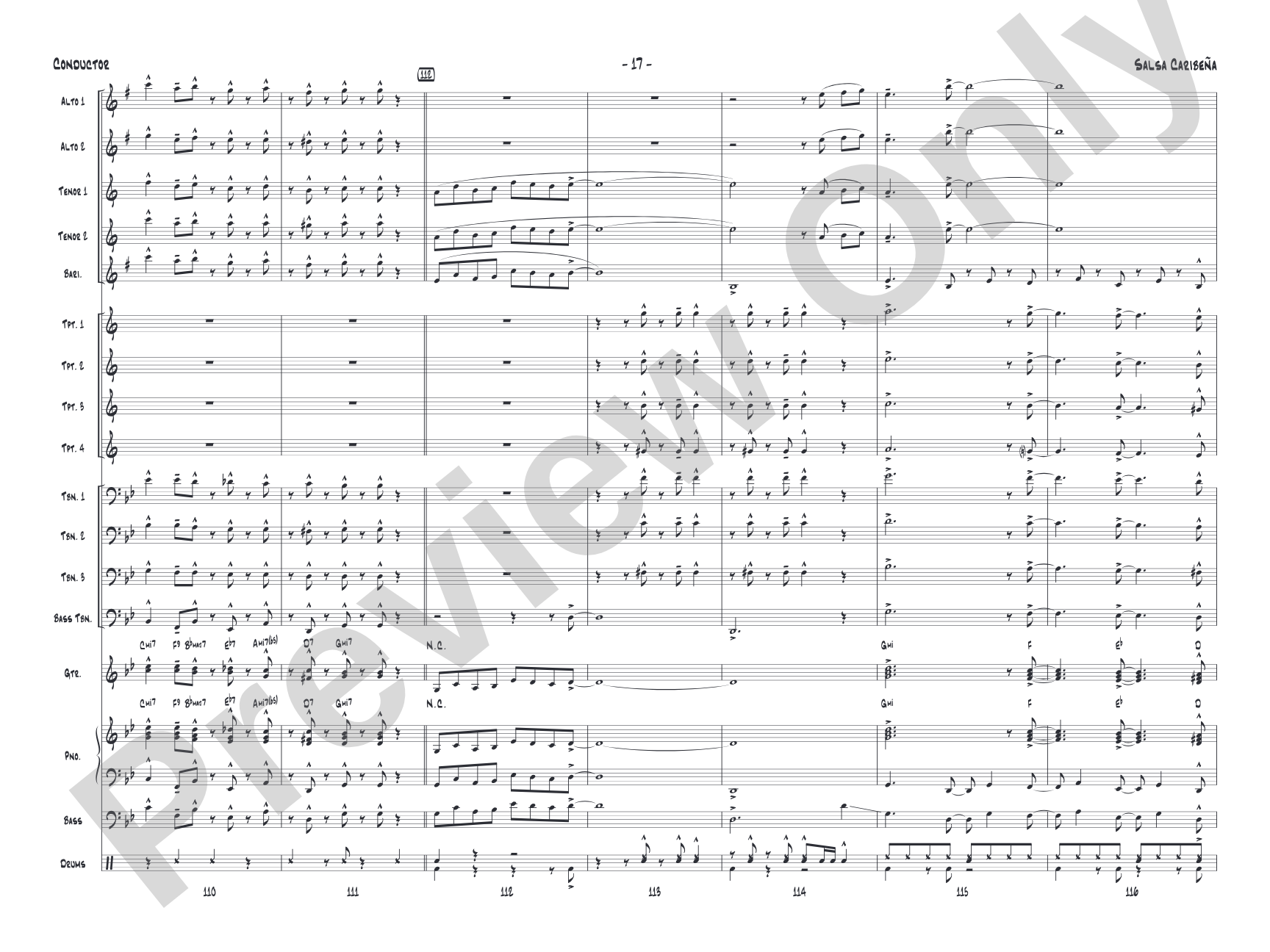 Salsa Caribeña: Jazz Ensemble Conductor Score & Parts