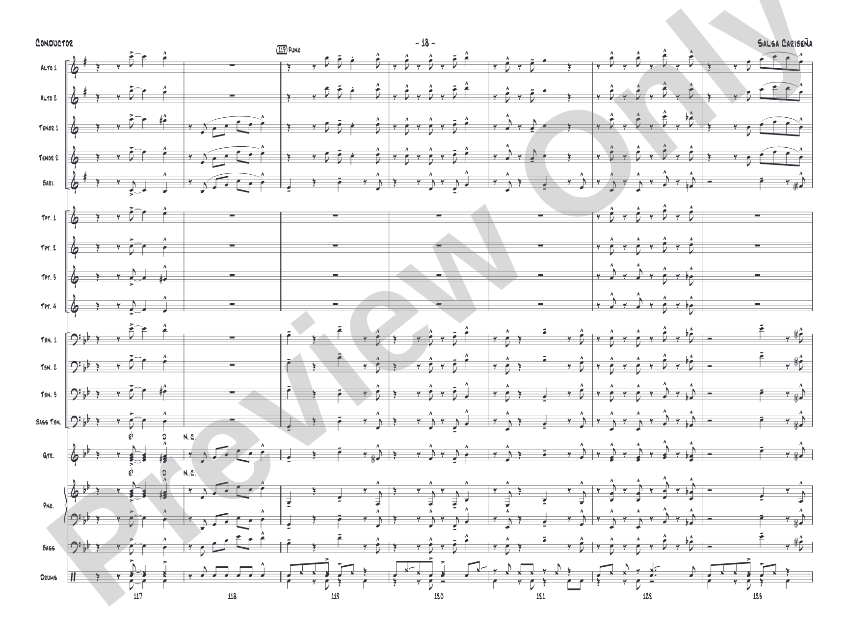 Salsa Caribeña: Jazz Ensemble Conductor Score & Parts