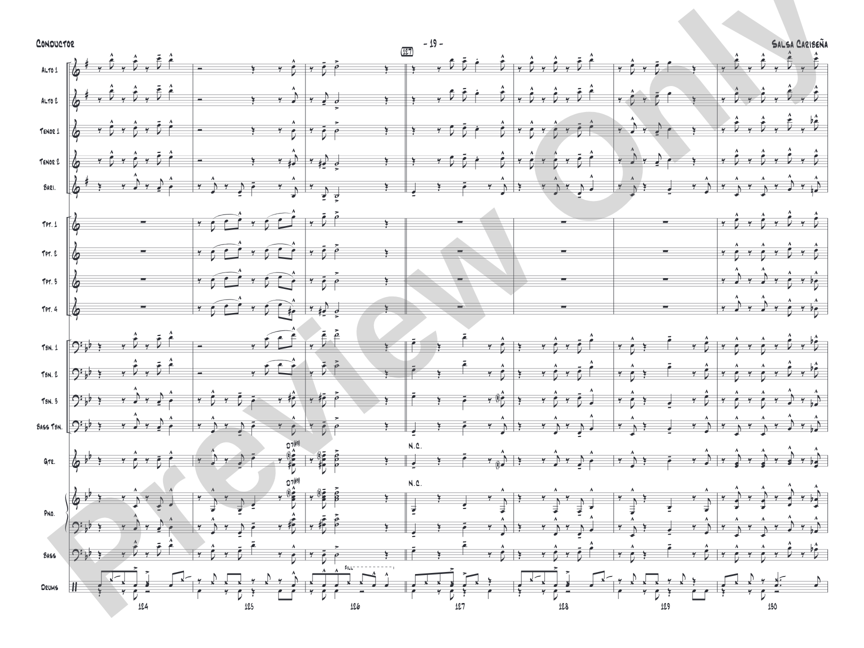 Salsa Caribeña: Jazz Ensemble Conductor Score & Parts