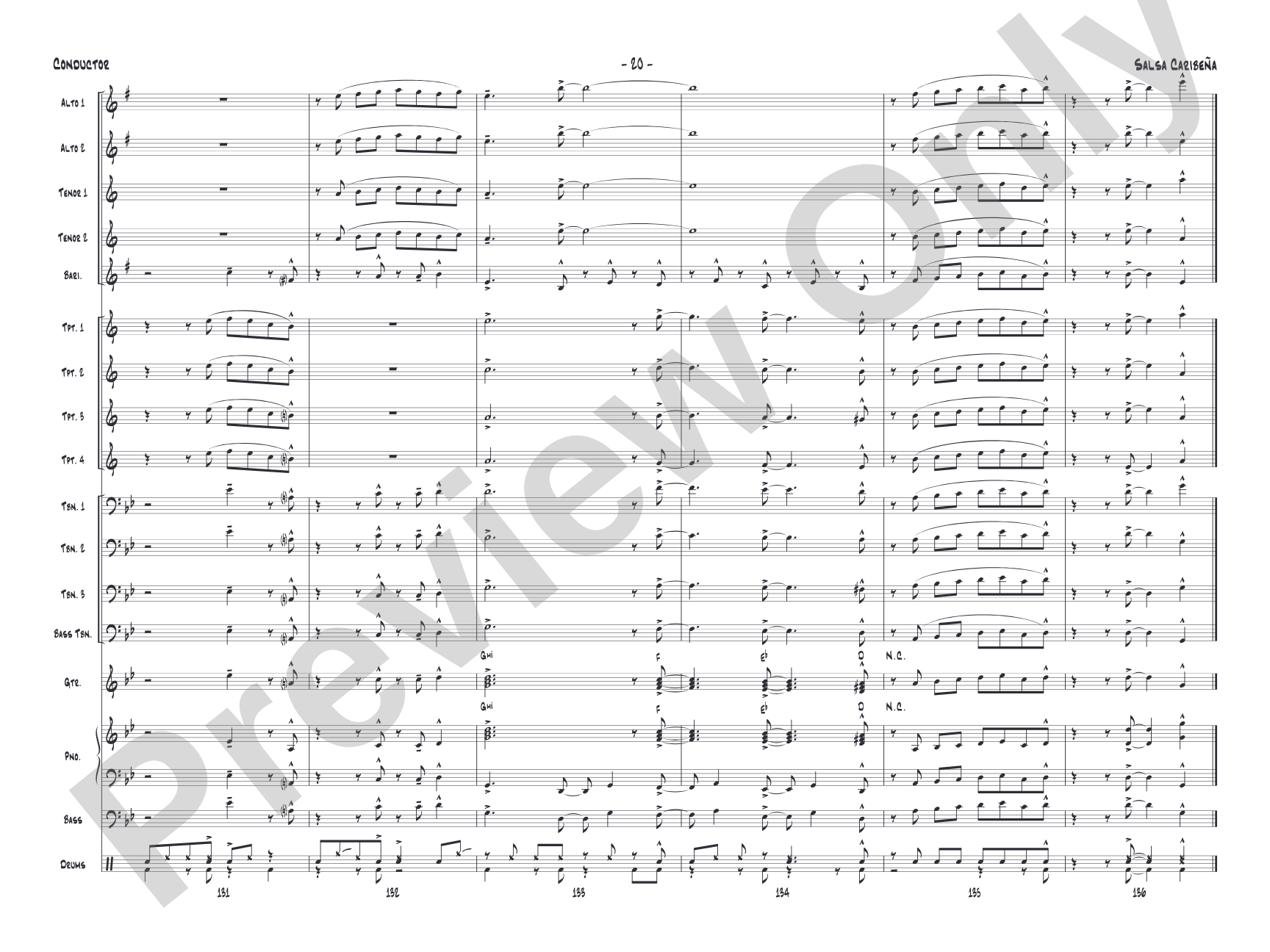 Salsa Caribeña: Jazz Ensemble Conductor Score & Parts