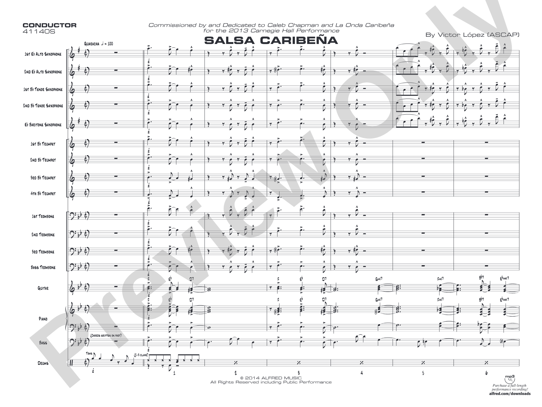 Salsa Caribeña: Jazz Ensemble Conductor Score & Parts