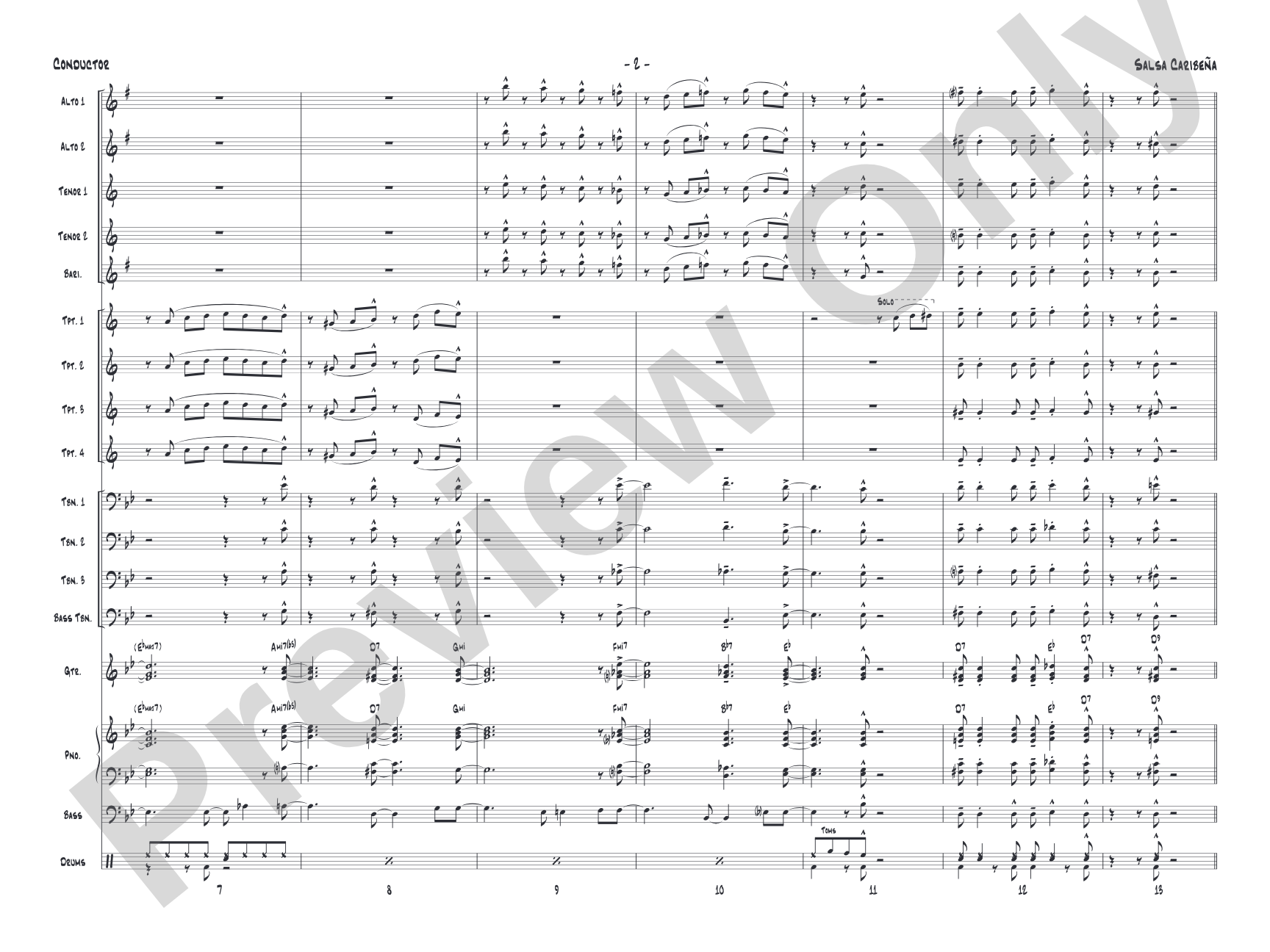 Salsa Caribeña: Jazz Ensemble Conductor Score & Parts