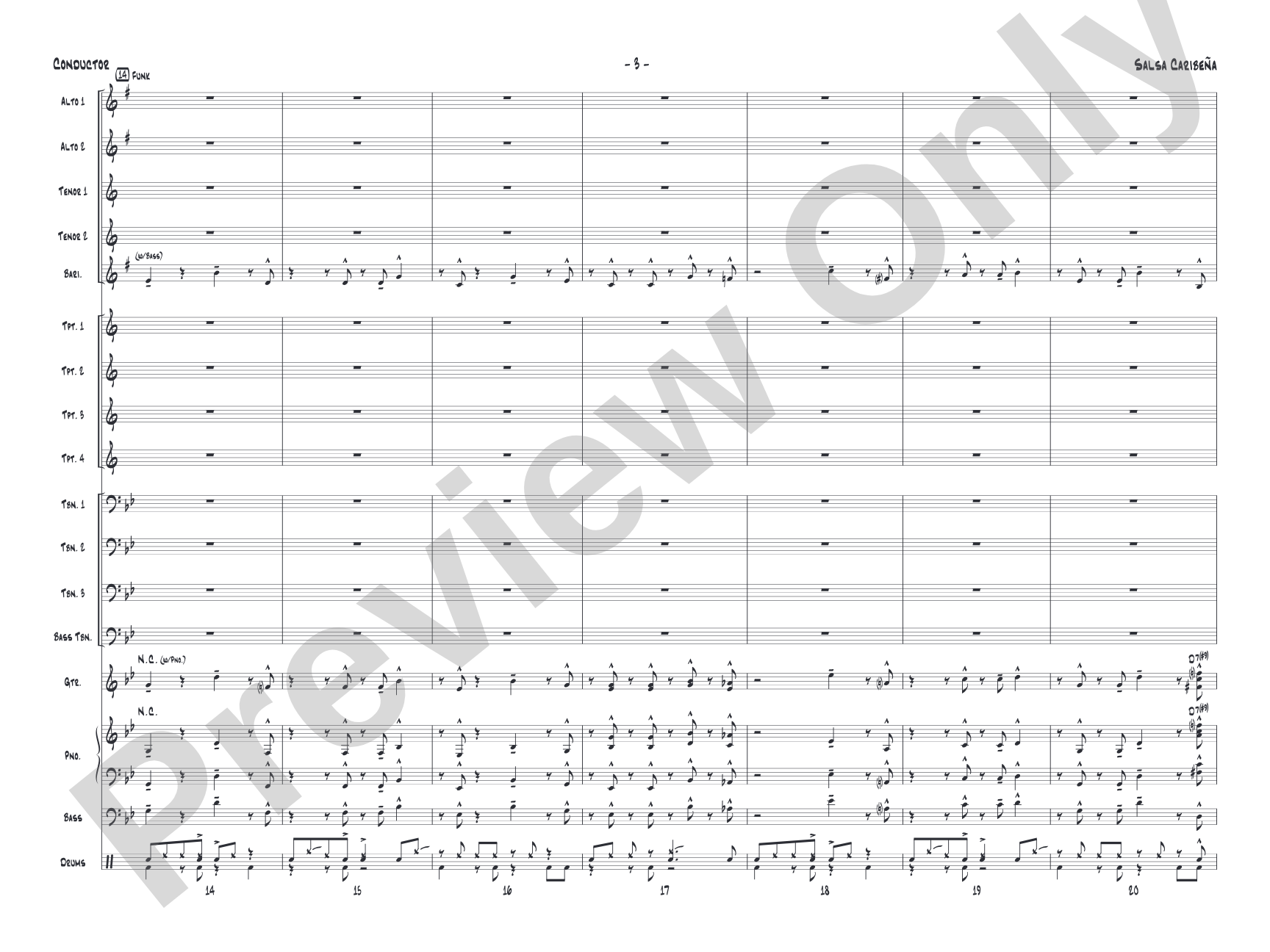 Salsa Caribeña: Jazz Ensemble Conductor Score & Parts