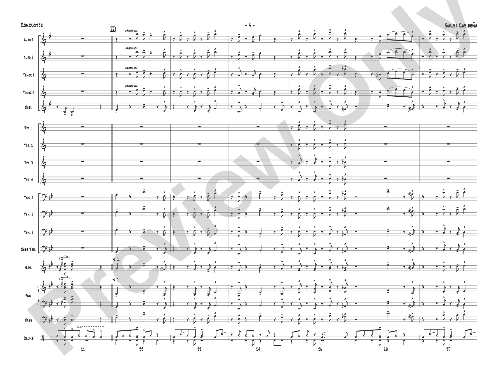 Salsa Caribeña: Jazz Ensemble Conductor Score & Parts