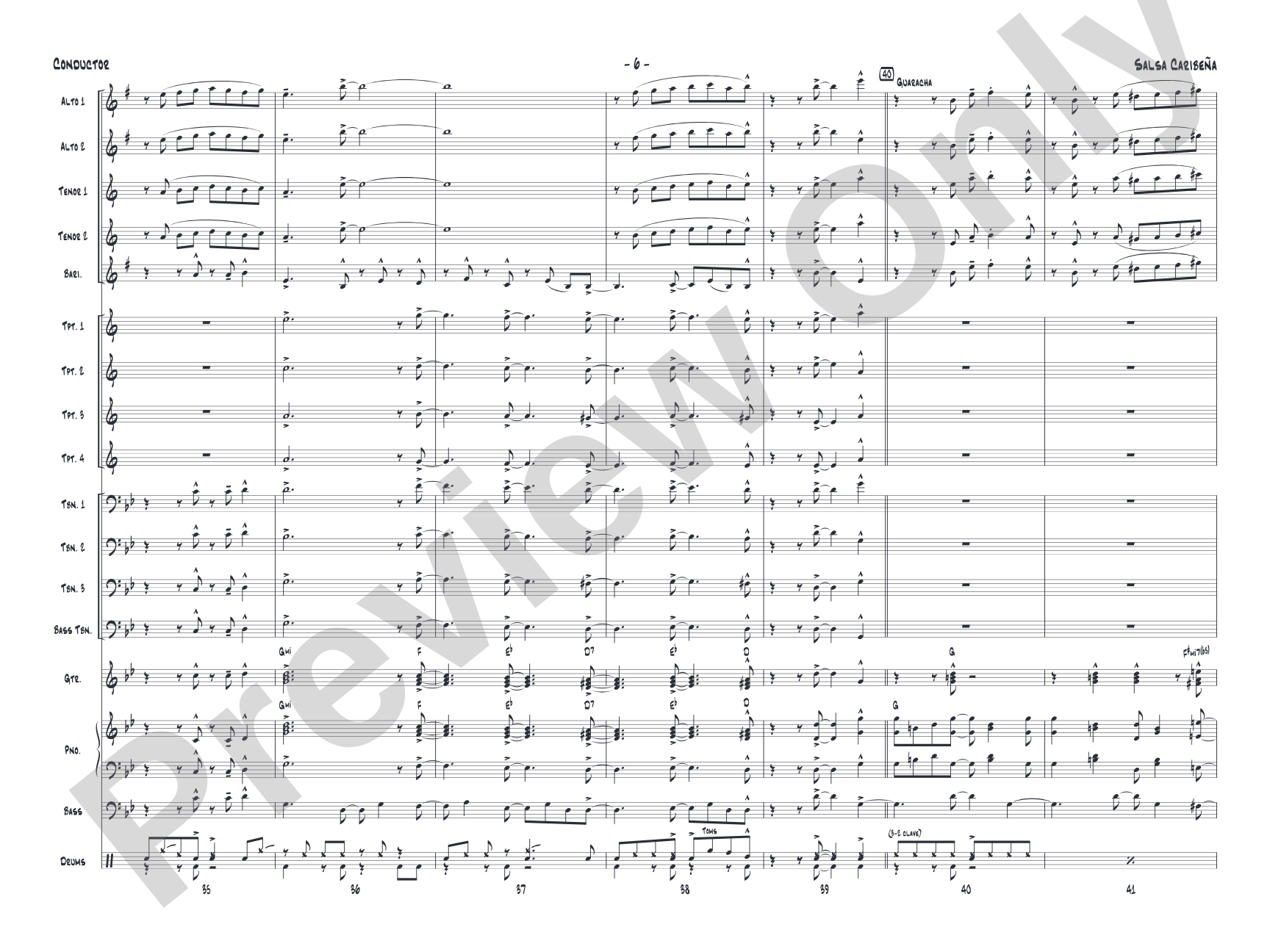 Salsa Caribeña: Jazz Ensemble Conductor Score & Parts