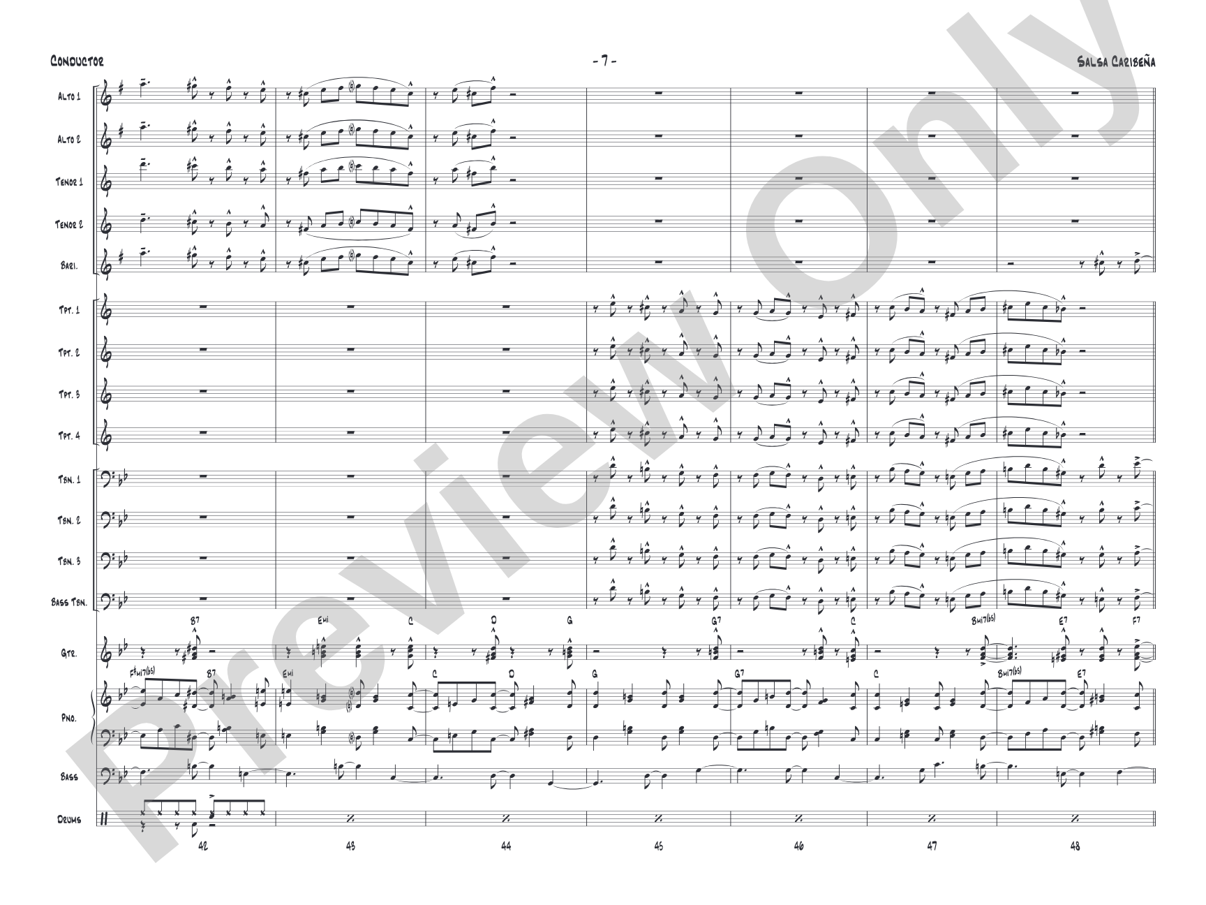 Salsa Caribeña: Jazz Ensemble Conductor Score & Parts