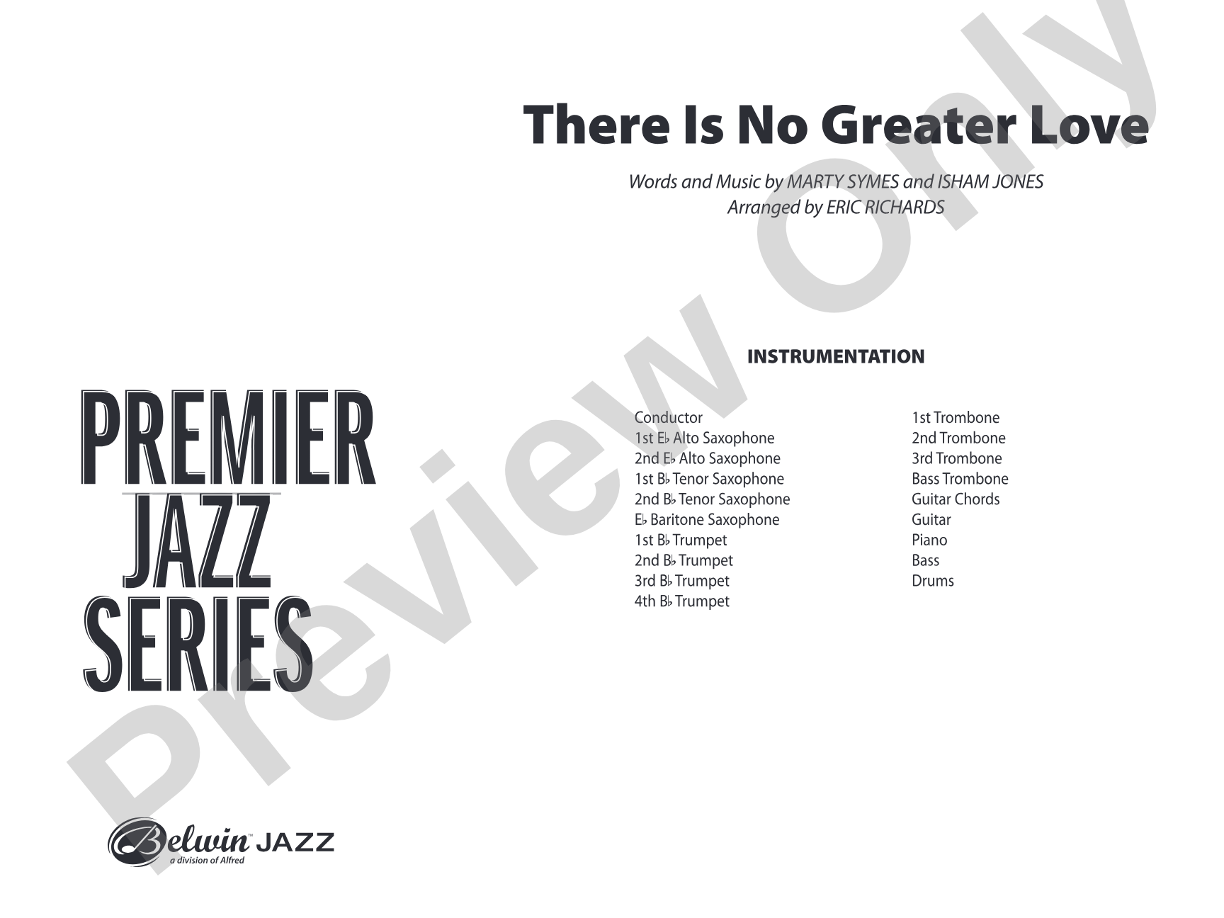 There Is No Greater Love: Jazz Ensemble Conductor Score & Parts