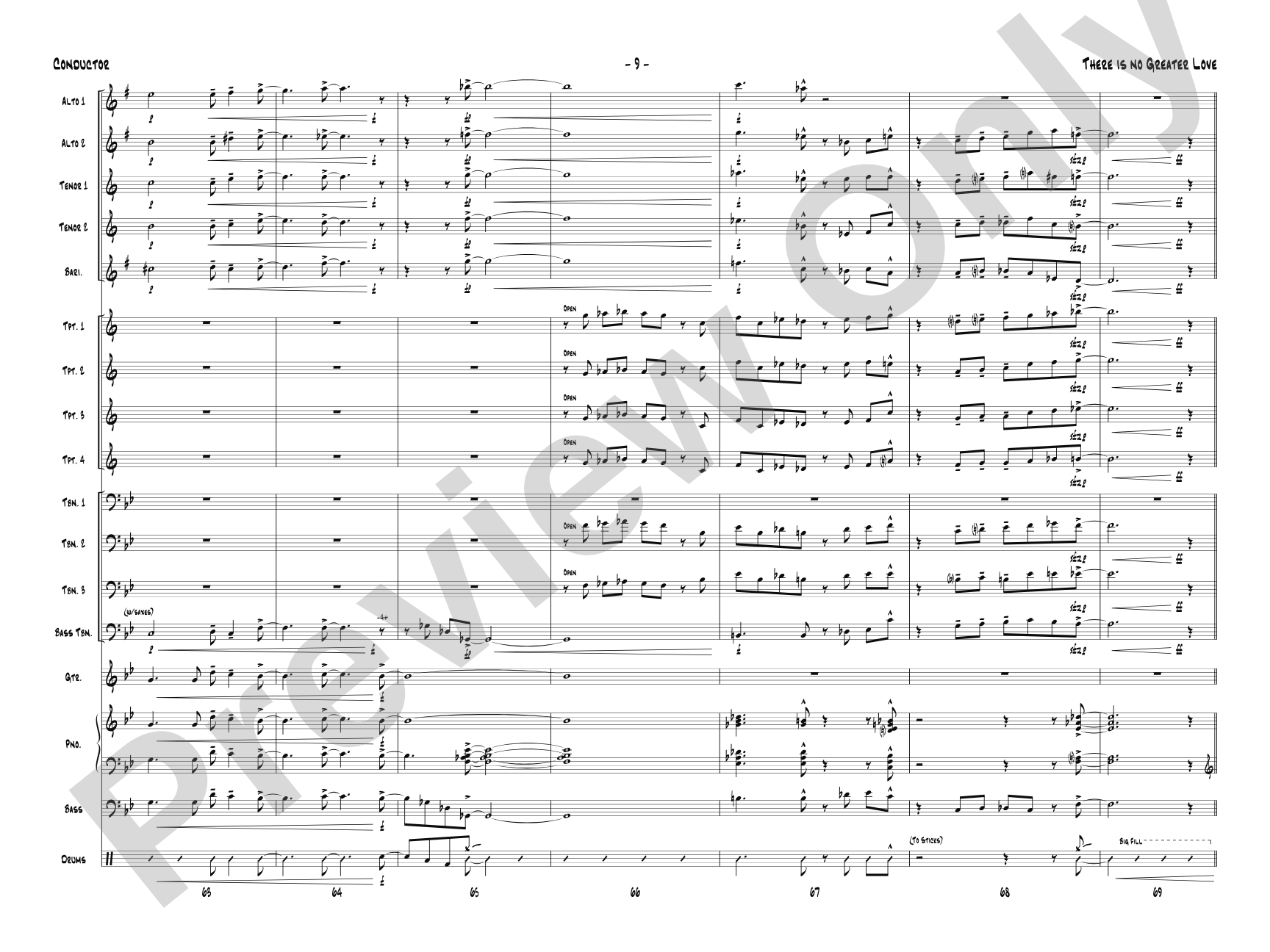 There Is No Greater Love: Jazz Ensemble Conductor Score & Parts