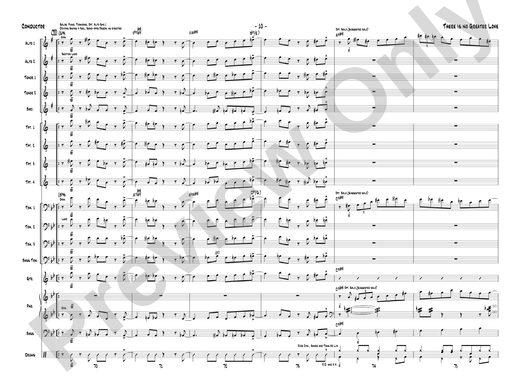 There Is No Greater Love: Jazz Ensemble Conductor Score & Parts