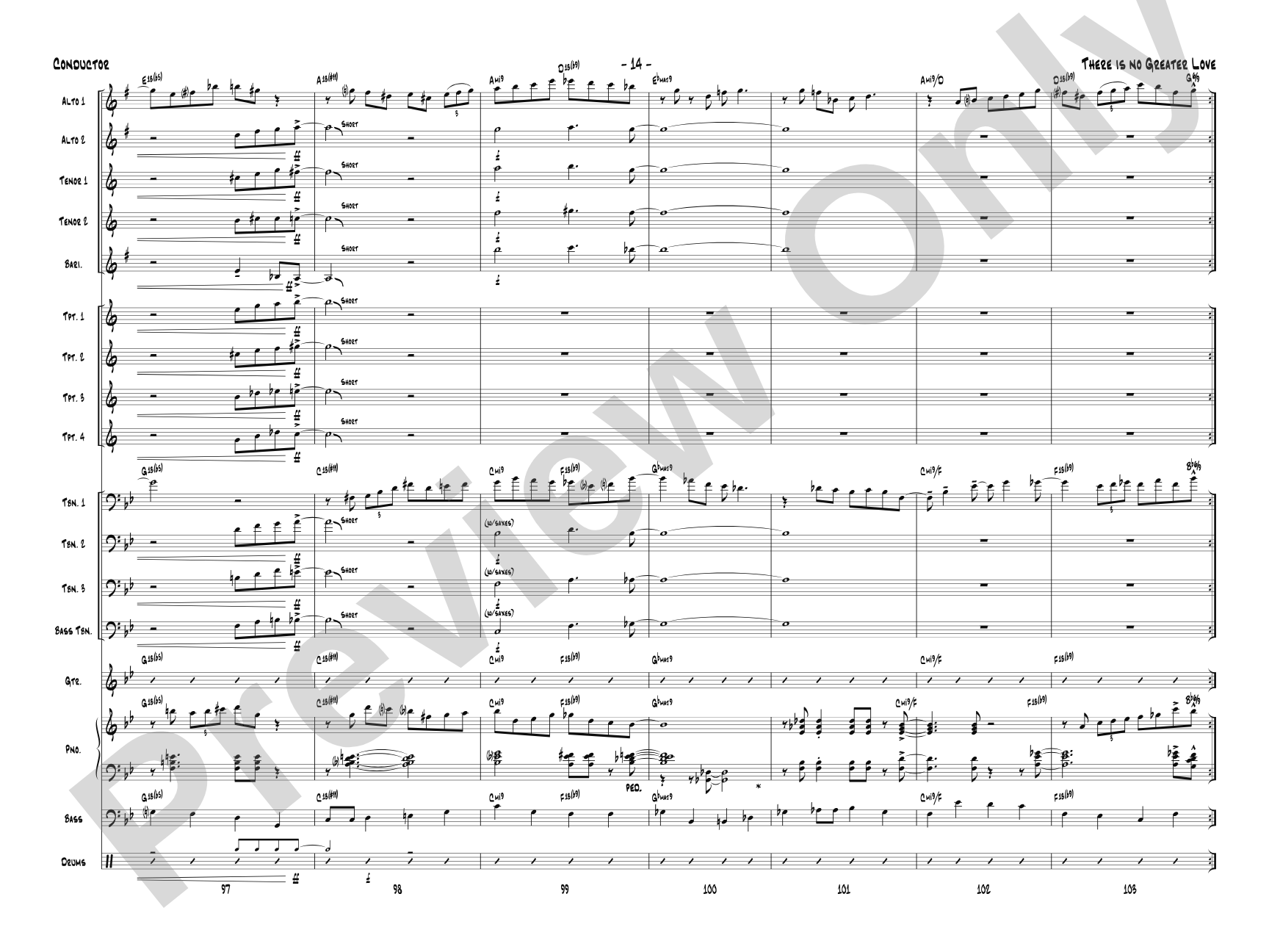 There Is No Greater Love: Jazz Ensemble Conductor Score & Parts