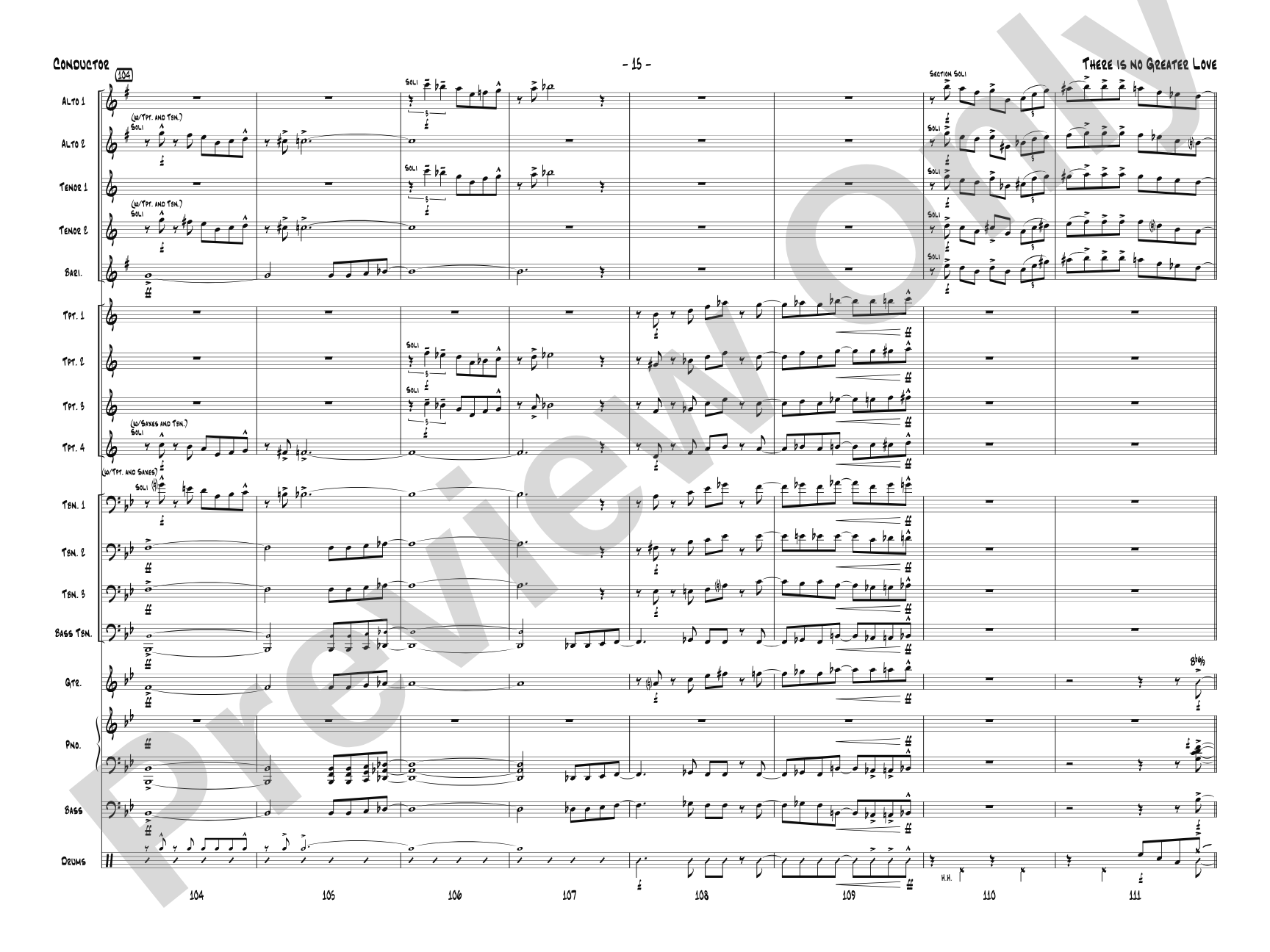 There Is No Greater Love: Jazz Ensemble Conductor Score & Parts