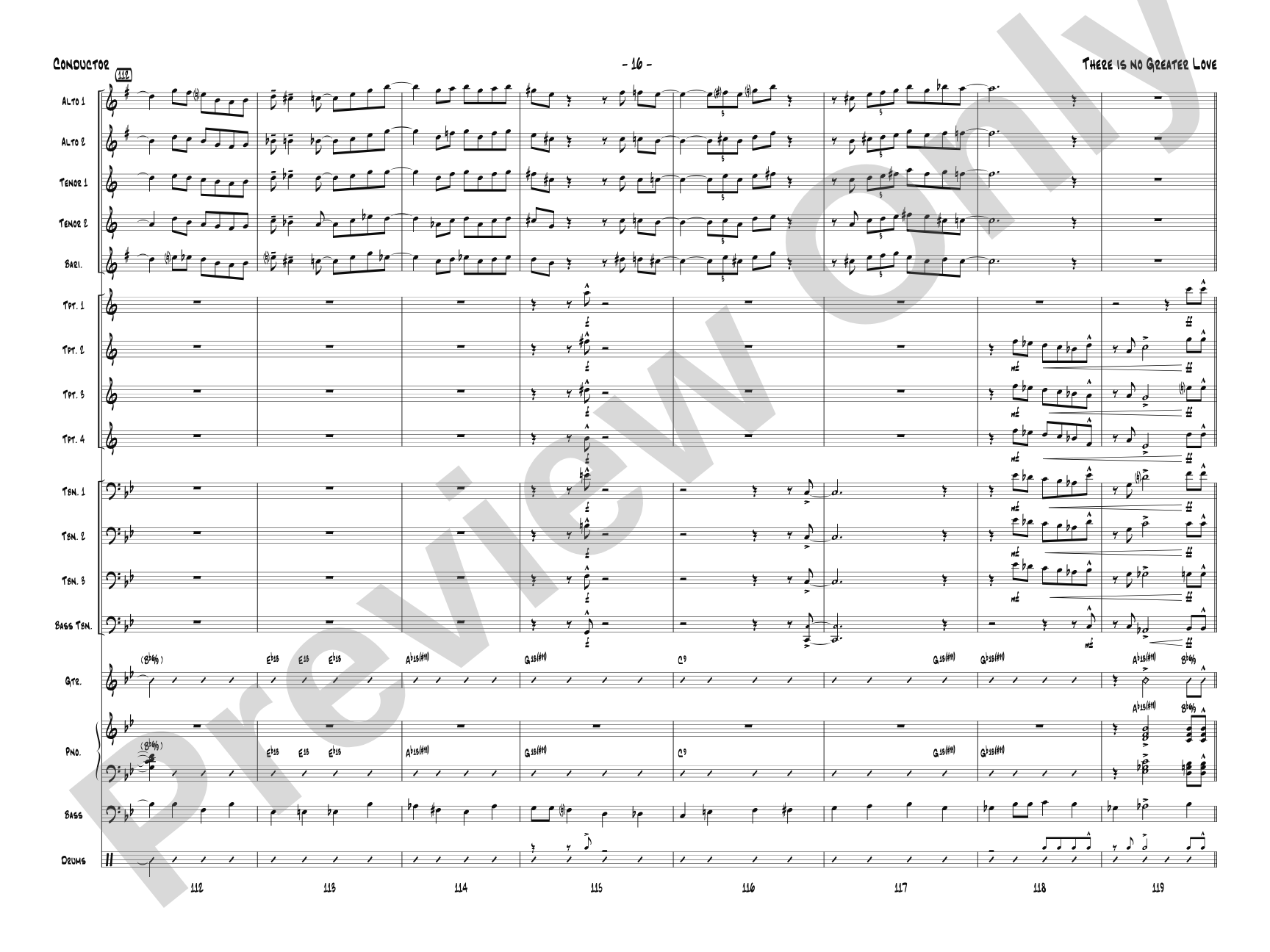 There Is No Greater Love: Jazz Ensemble Conductor Score & Parts