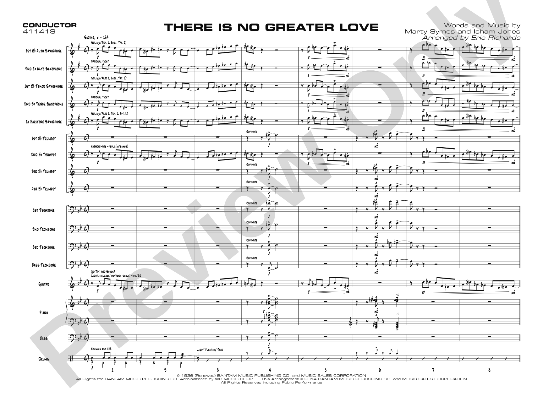 There Is No Greater Love: Jazz Ensemble Conductor Score & Parts