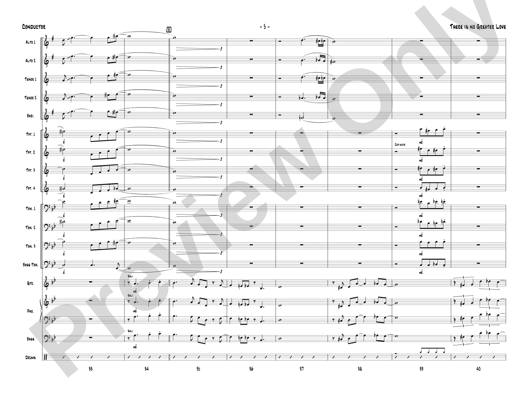 There Is No Greater Love: Jazz Ensemble Conductor Score & Parts