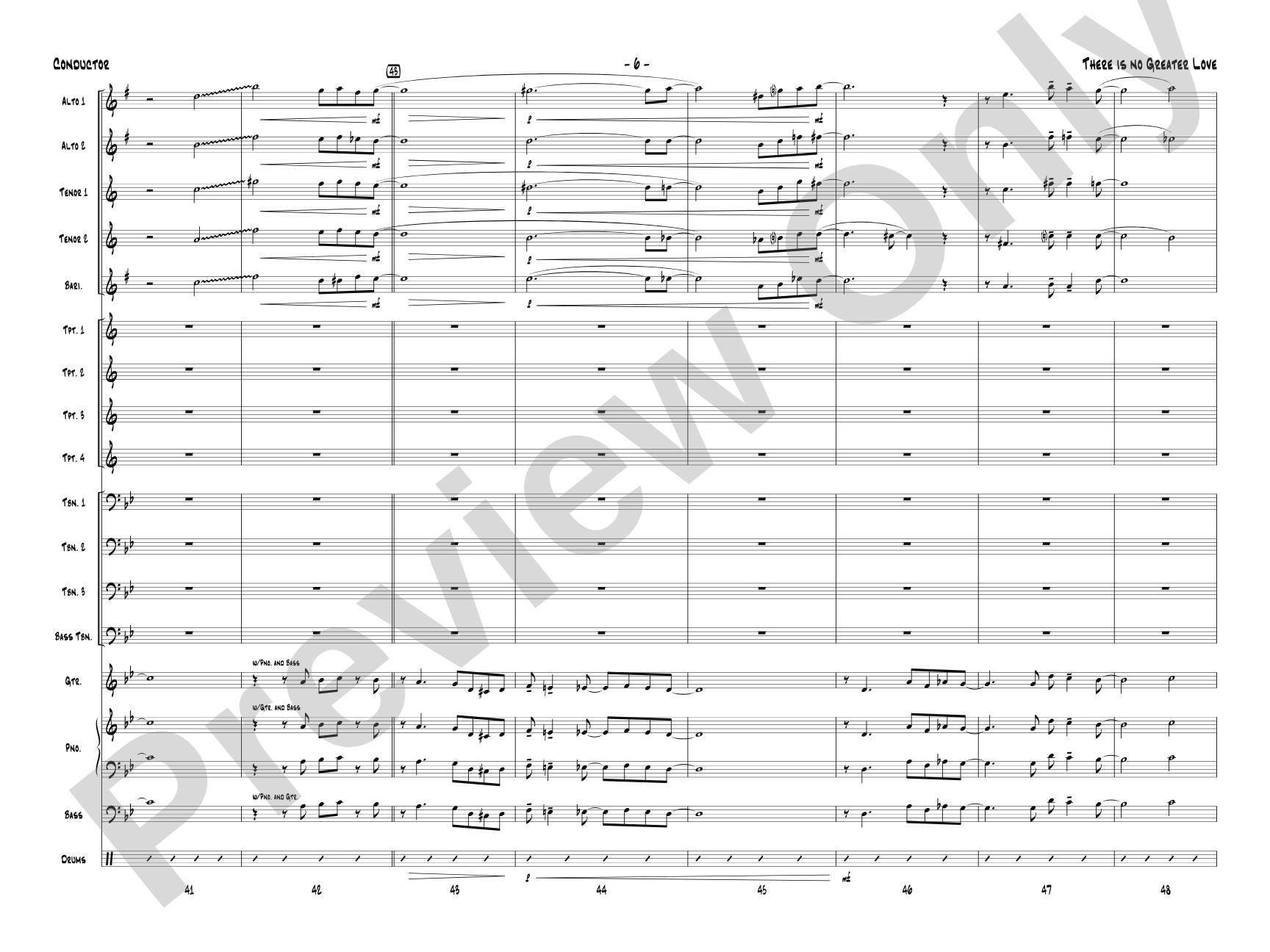 There Is No Greater Love: Jazz Ensemble Conductor Score & Parts