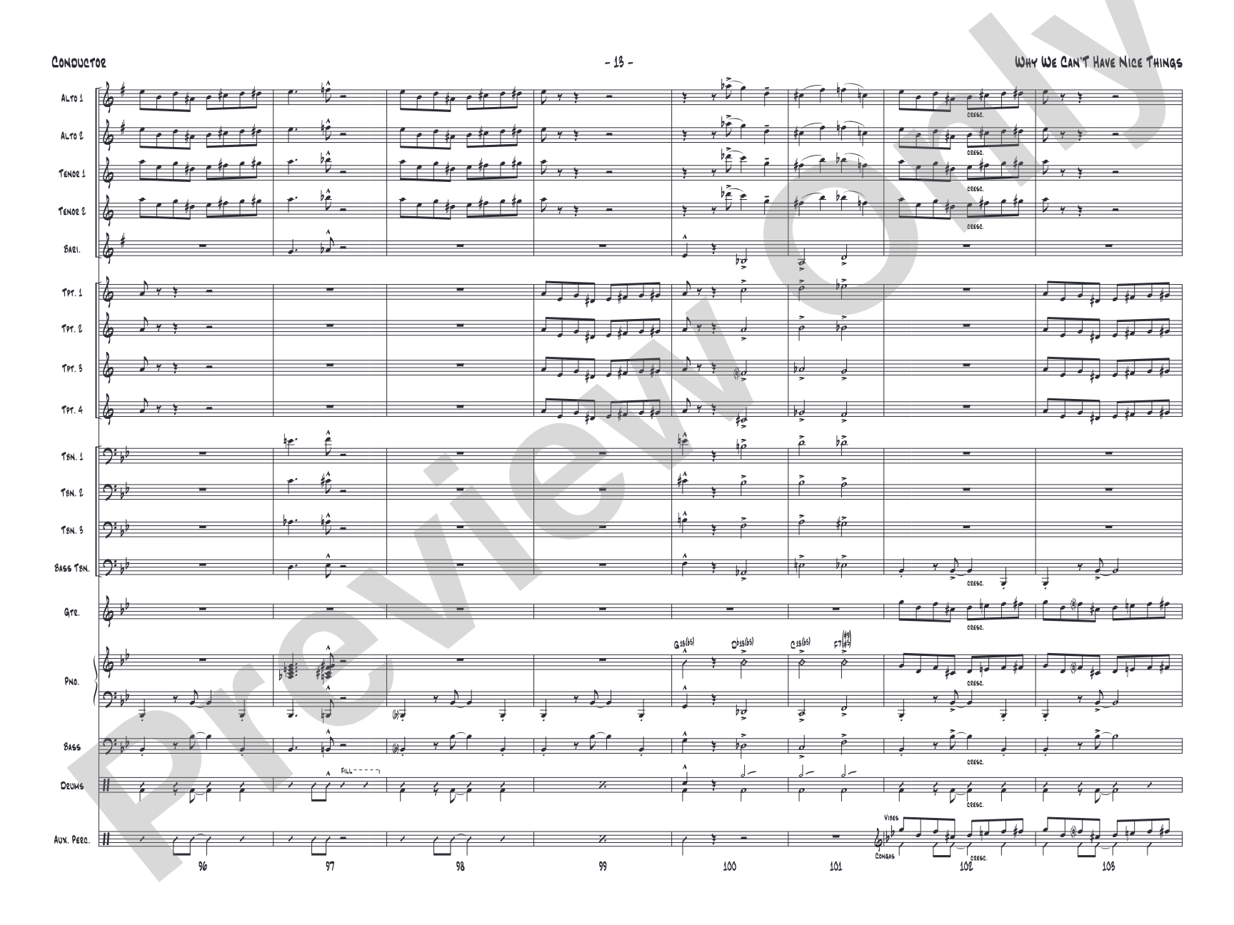 Why We Can't Have Nice Things: Jazz Ensemble Conductor Score & Parts
