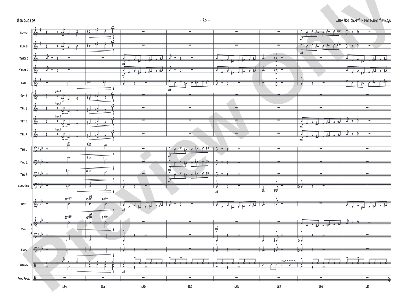 Why We Can't Have Nice Things: Jazz Ensemble Conductor Score & Parts