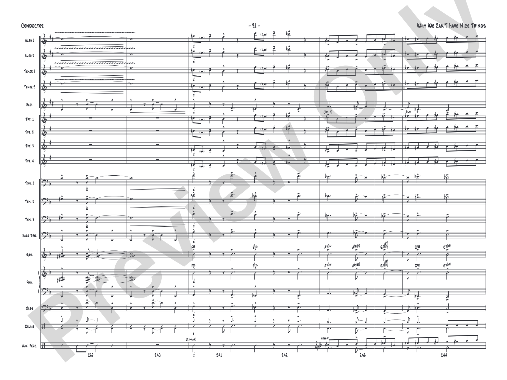 Why We Can't Have Nice Things: Jazz Ensemble Conductor Score & Parts