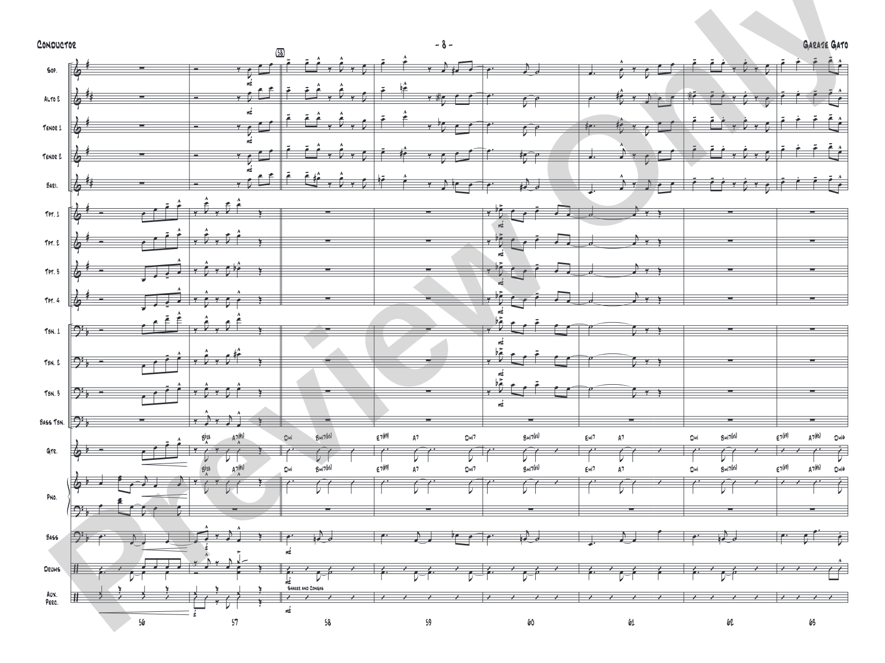 Garaje Gato: Jazz Ensemble Conductor Score & Parts