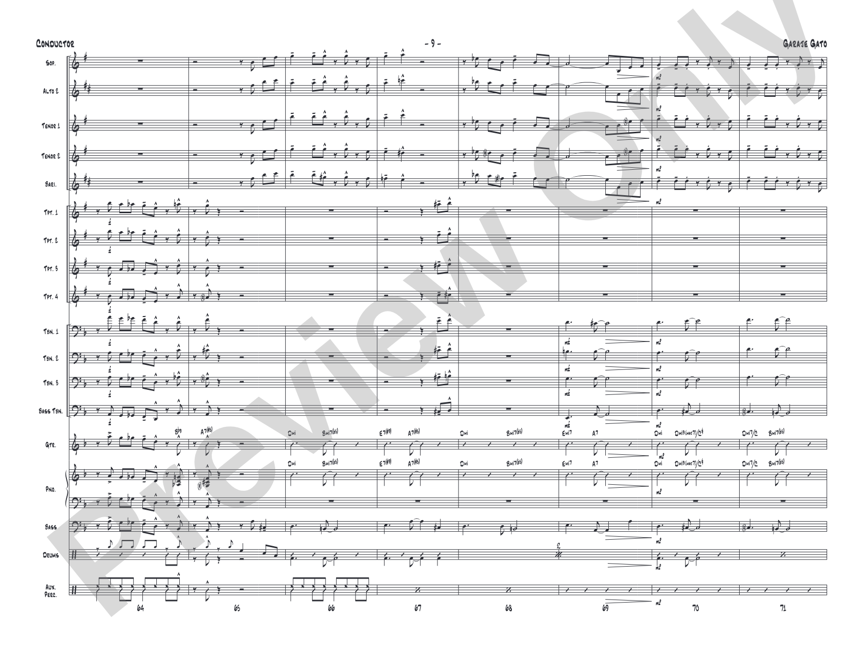 Garaje Gato: Jazz Ensemble Conductor Score & Parts
