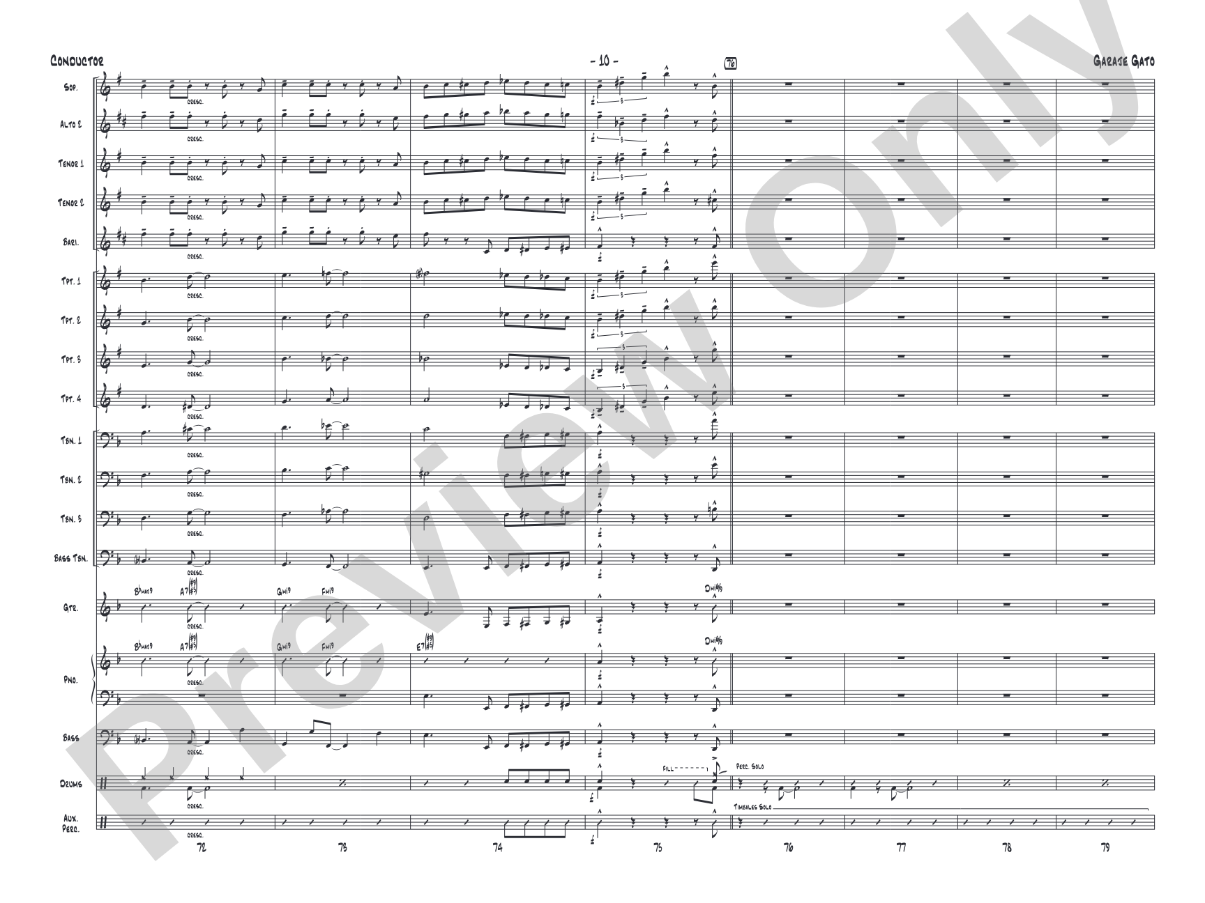 Garaje Gato: Jazz Ensemble Conductor Score & Parts
