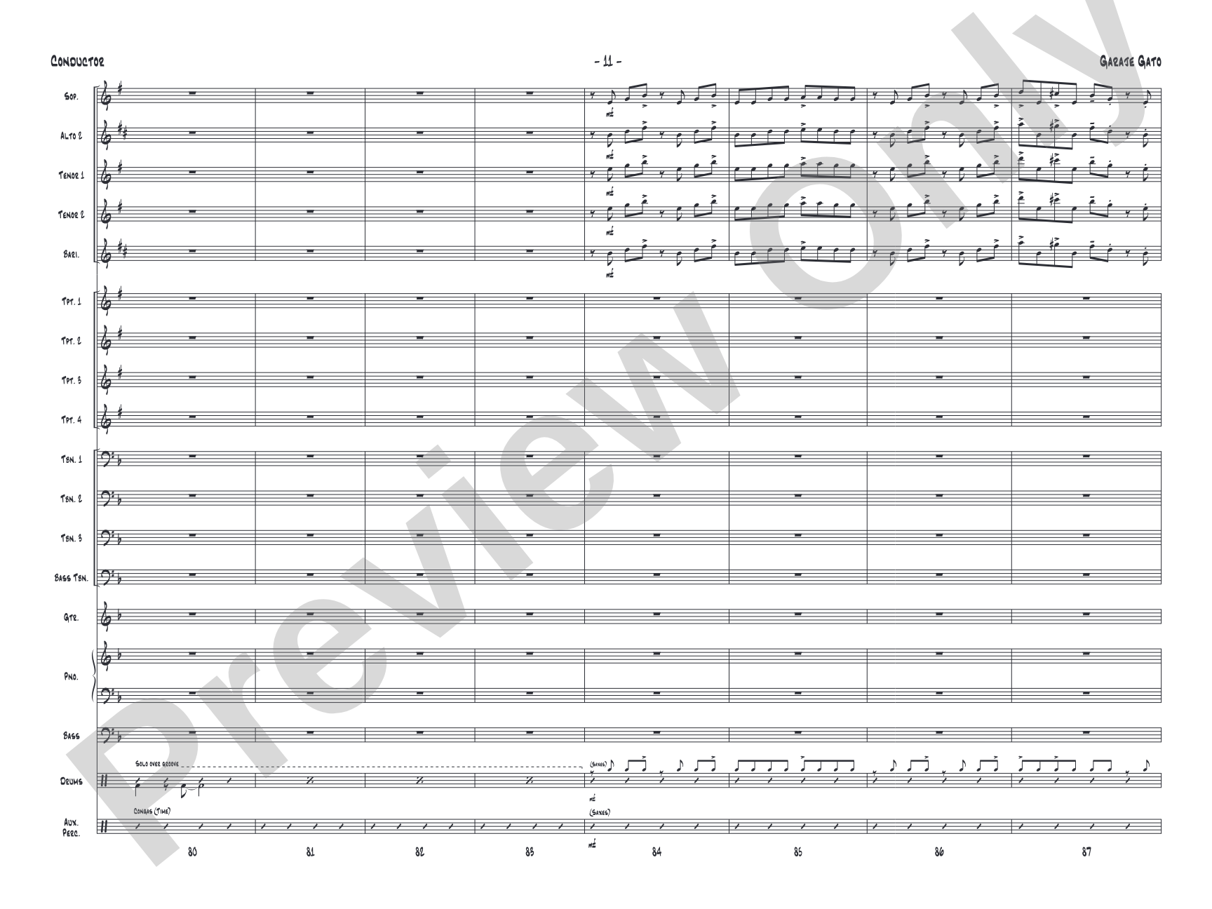 Garaje Gato: Jazz Ensemble Conductor Score & Parts